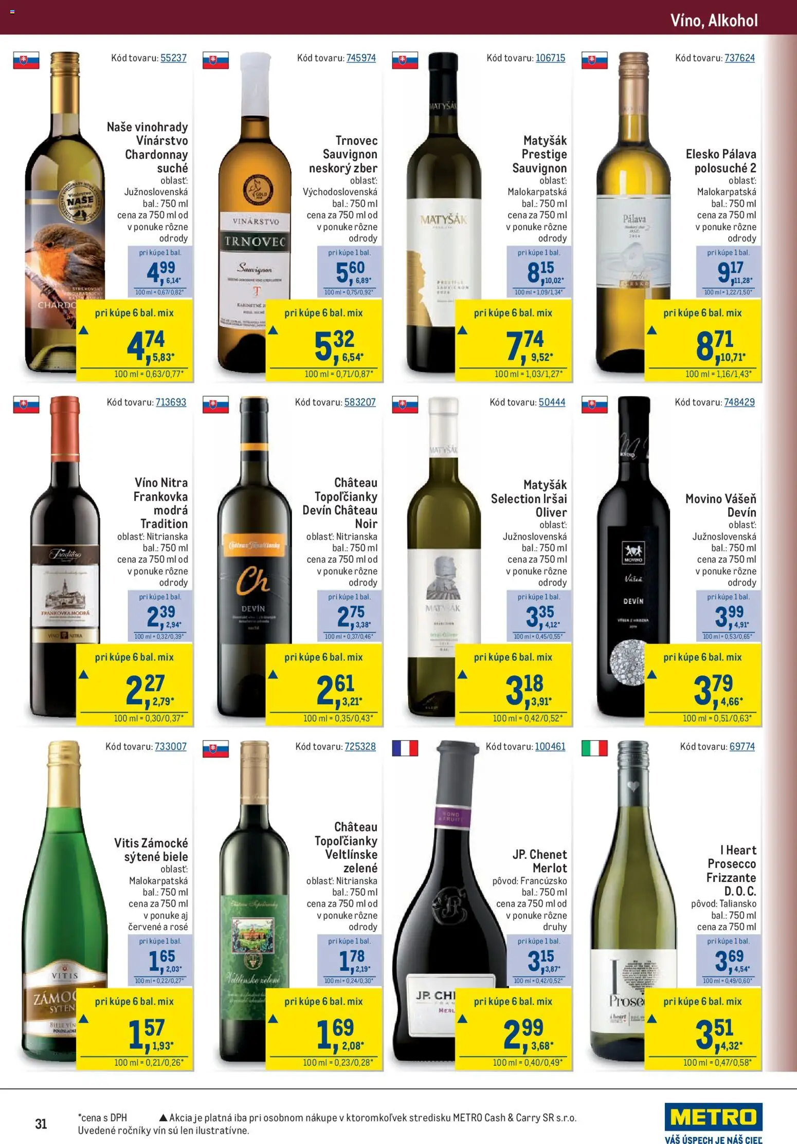 Nové Metro akcie – leták je platný od 26.08.2026 | Strana: 31 | Produkty: Víno, Prosecco, Alkohol