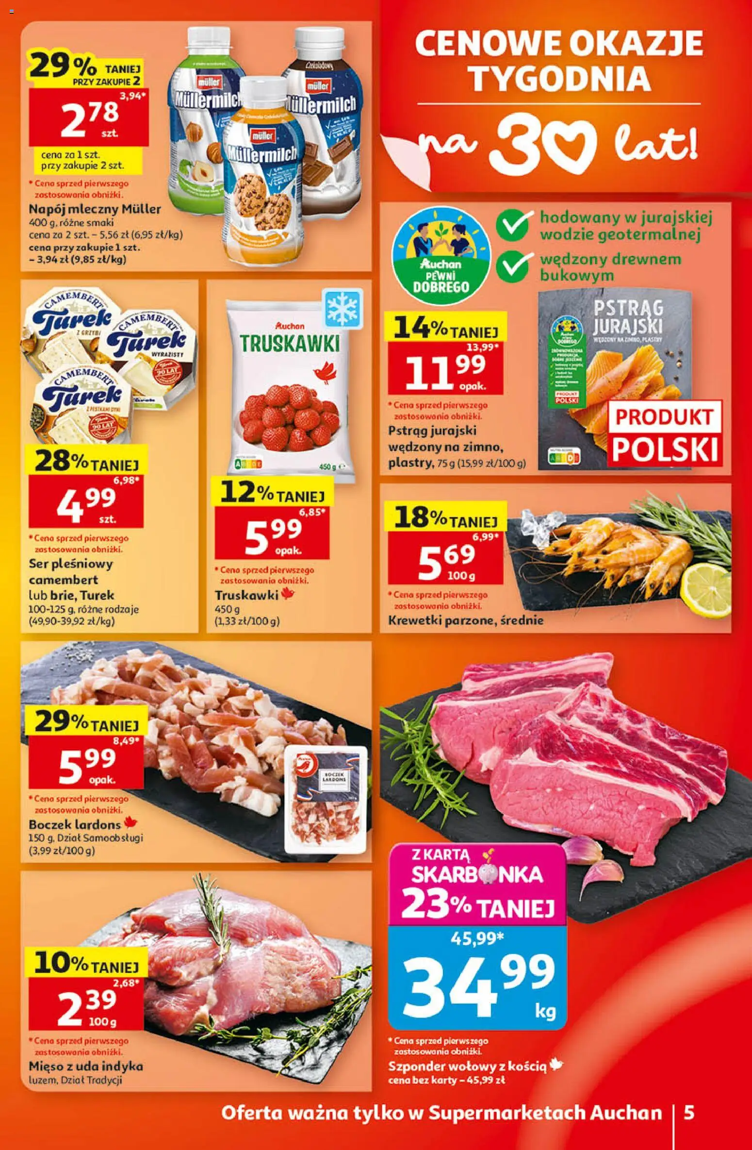 Auchan gazetka od 10.09.2026 | Strona: 5 | Produkty: Ser pleśniowy, Camembert, Boczek, Napój mleczny