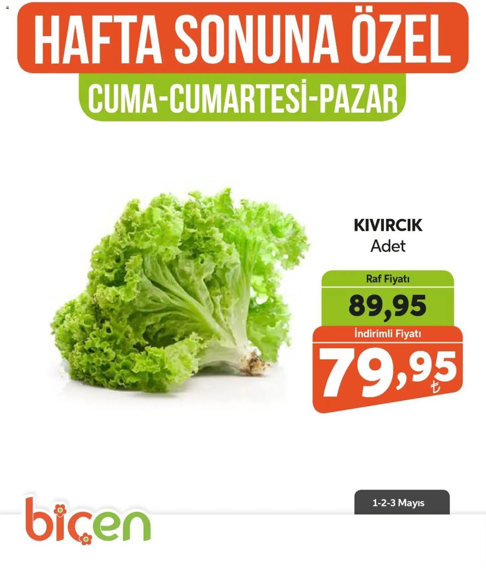 Biçen Market Hafta Sonuna Özel - Sebze İndirimi - 01.05.2026 tarihinden itibaren geçerlidir | Sayfa: 2 | Ürünler: Raf