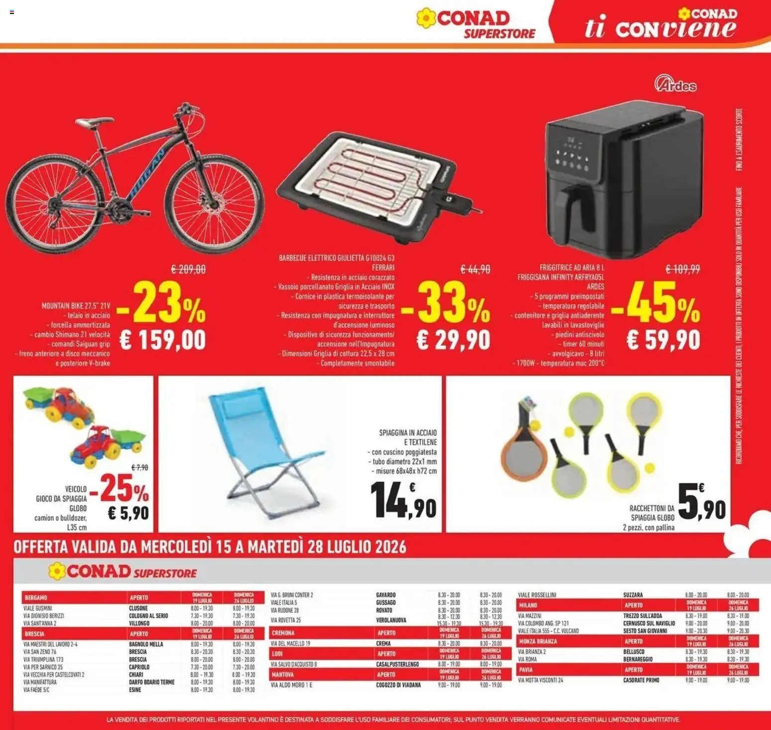 Volantino Conad del 14/07/2026 | Pagina: 27 | Prodotti: Friggitrice ad aria, Tubo, Disco, Vassoio