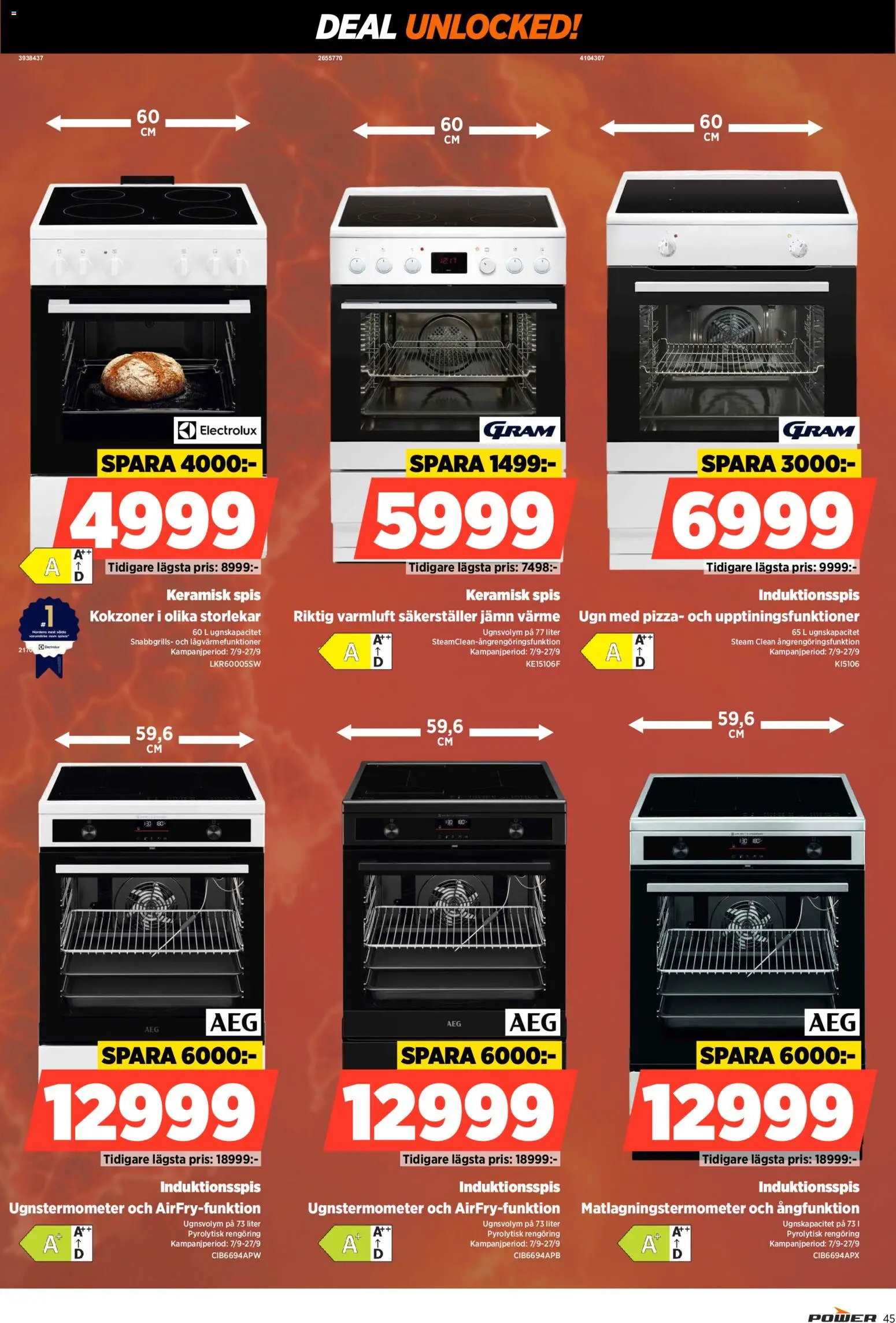 Power reklamblad aktuell från 07/09/2026 | Sida: 45 | Produkter: Induktionsspis, Pizza, Ugn, Spis