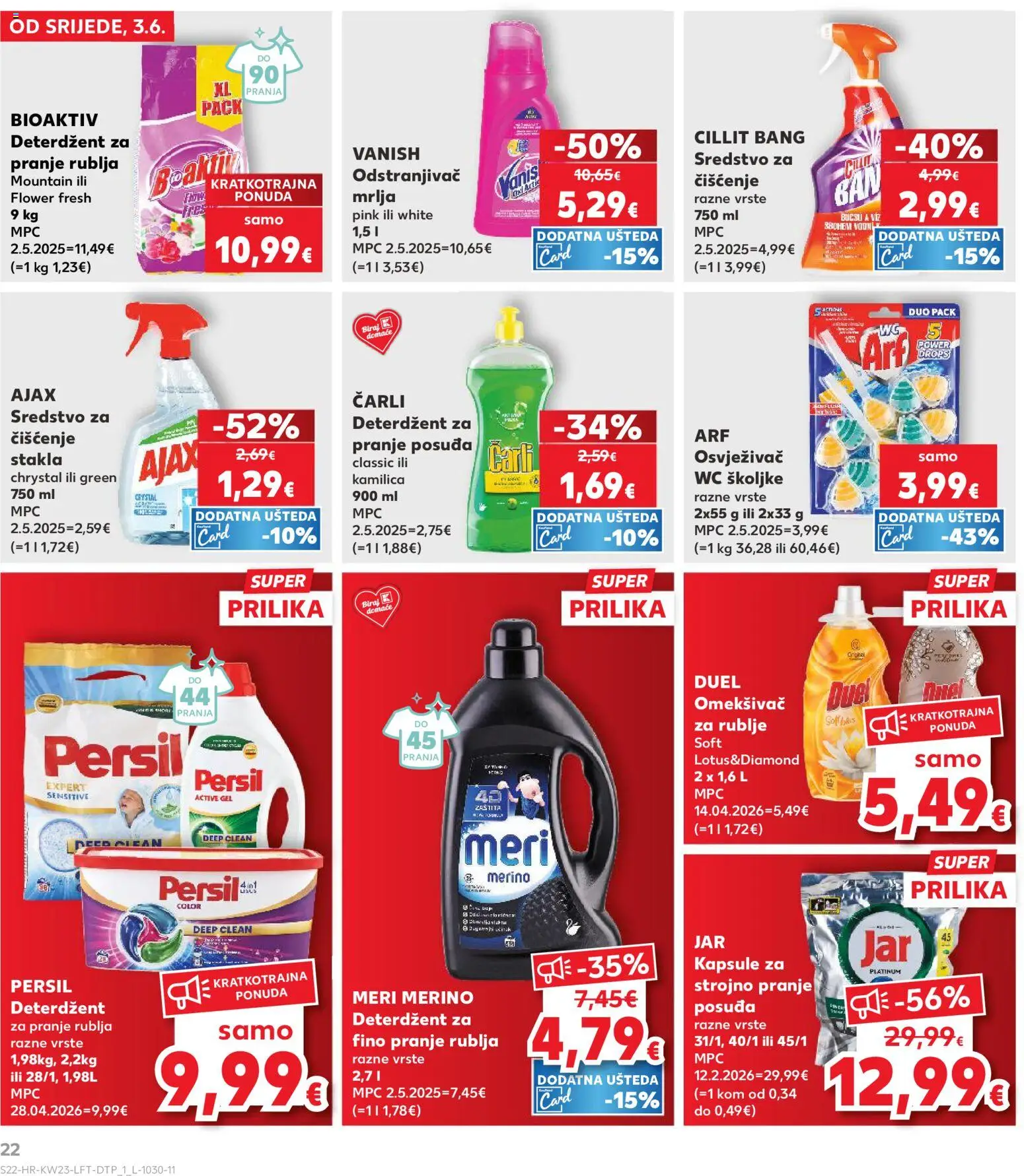 Kaufland katalog | vrijedi od 03.06.2026 | Stranica: 22 | Proizvodi: Deterdžent, Odstranjivač mrlja, Ajax, Persil