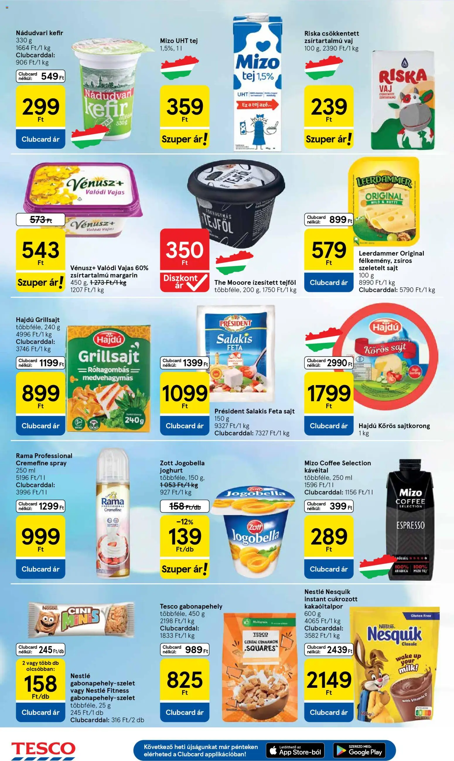 Tesco akciós ujság - amely érvényes a következő dátumtól: 16.04.2026 | Oldal: 4 | Termékek: Margarin, Grillsajt, Nesquik, Sajt