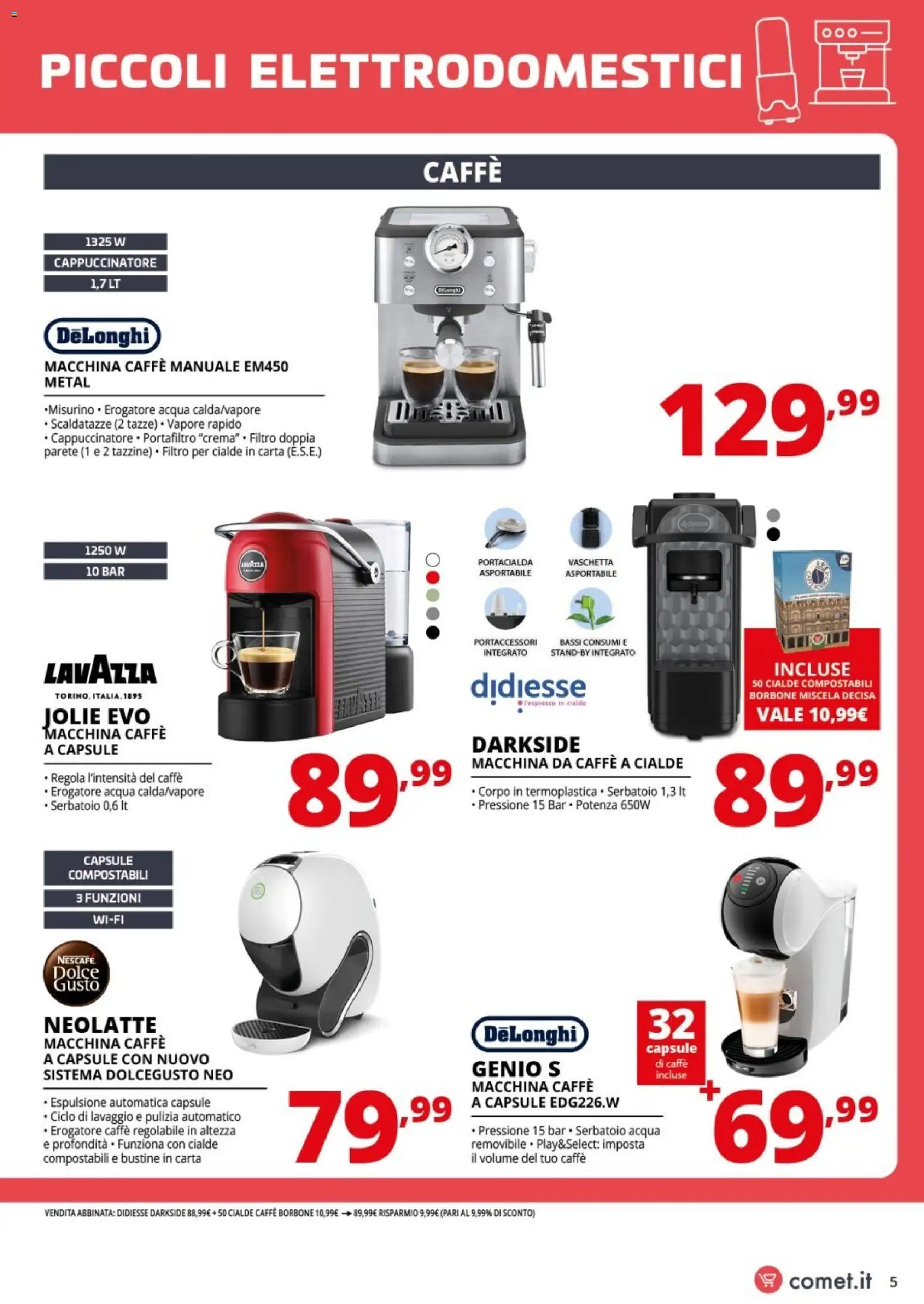 Volantino Comet del 14/10/2026 | Pagina: 5 | Prodotti: Macchina da caffe, Caffè, Lavazza, Borbone