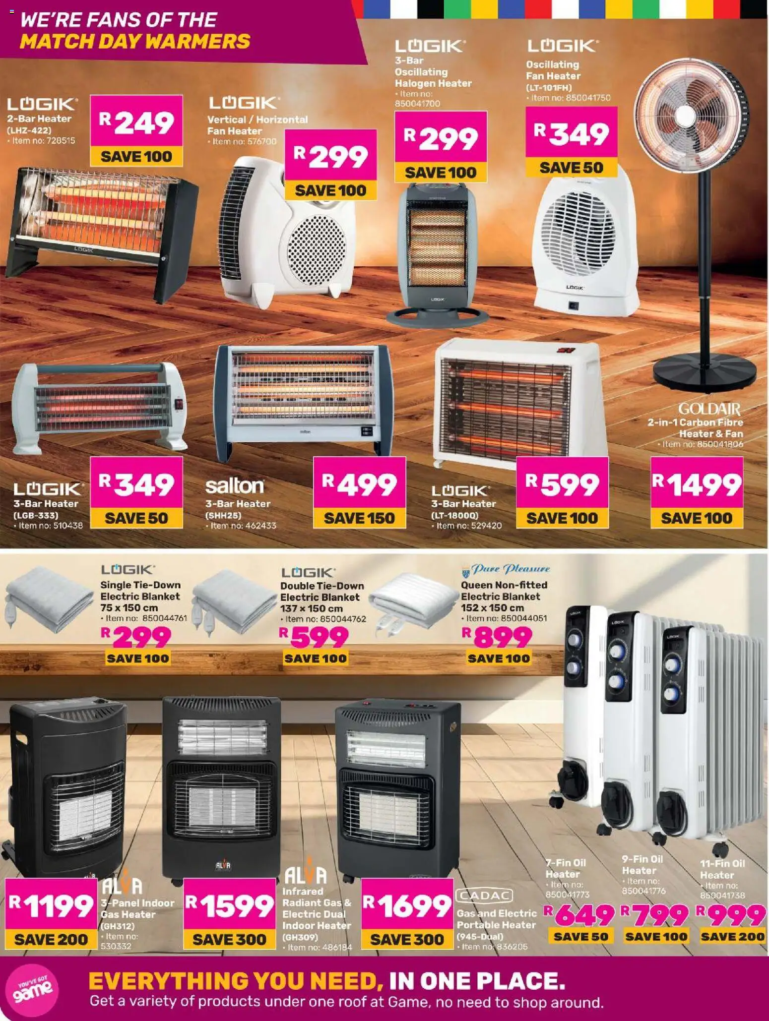 New Game catalogue – valid from 25.05.2026 | Page: 10 | Products: Fan heater, Blanket, Oil, Heater