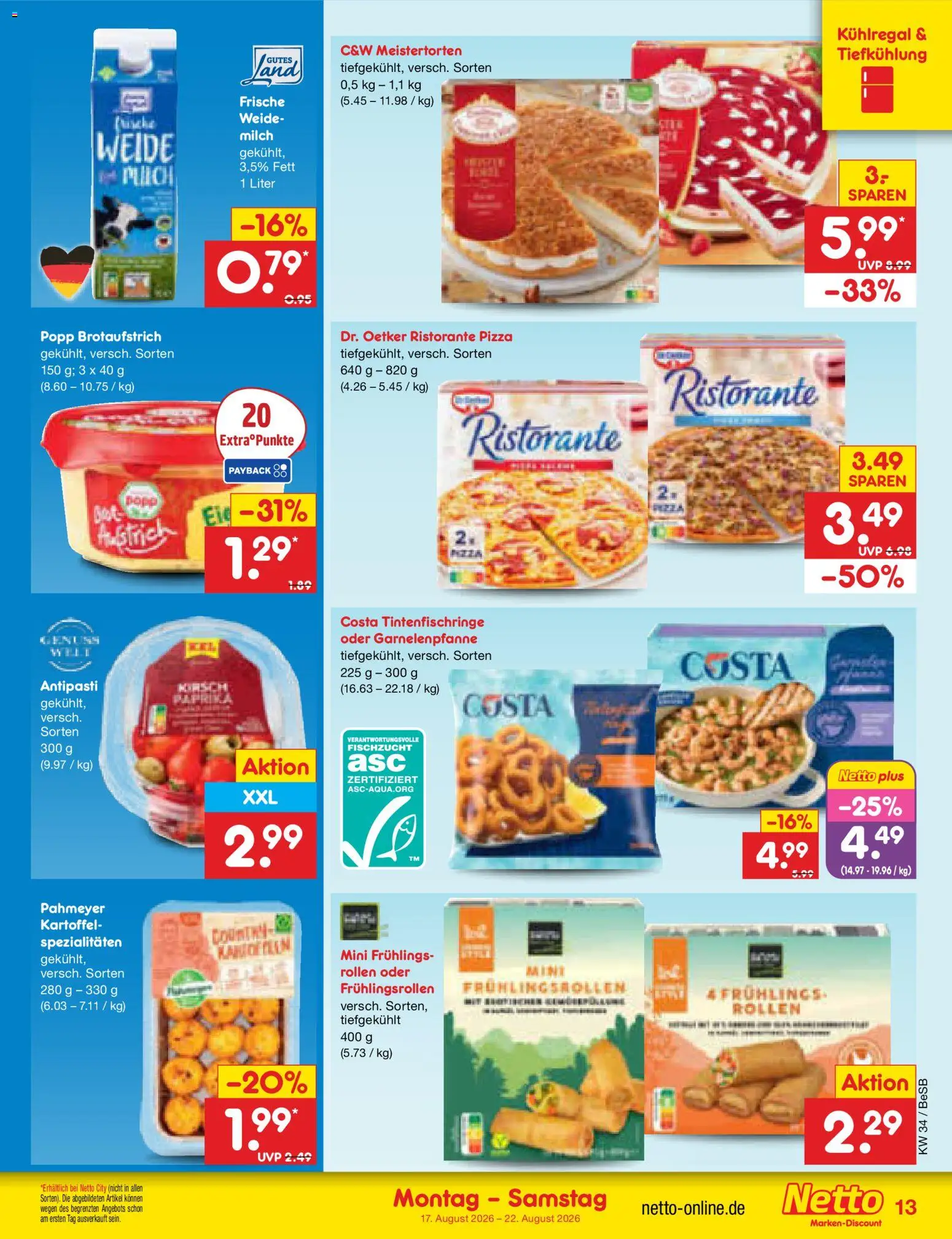 Netto Marken-Discount Prospekt – gültig ab 17.08.2026 | Seite: 17 | Produkte: Ristorante, Milch, Spezialitäten, Pizza