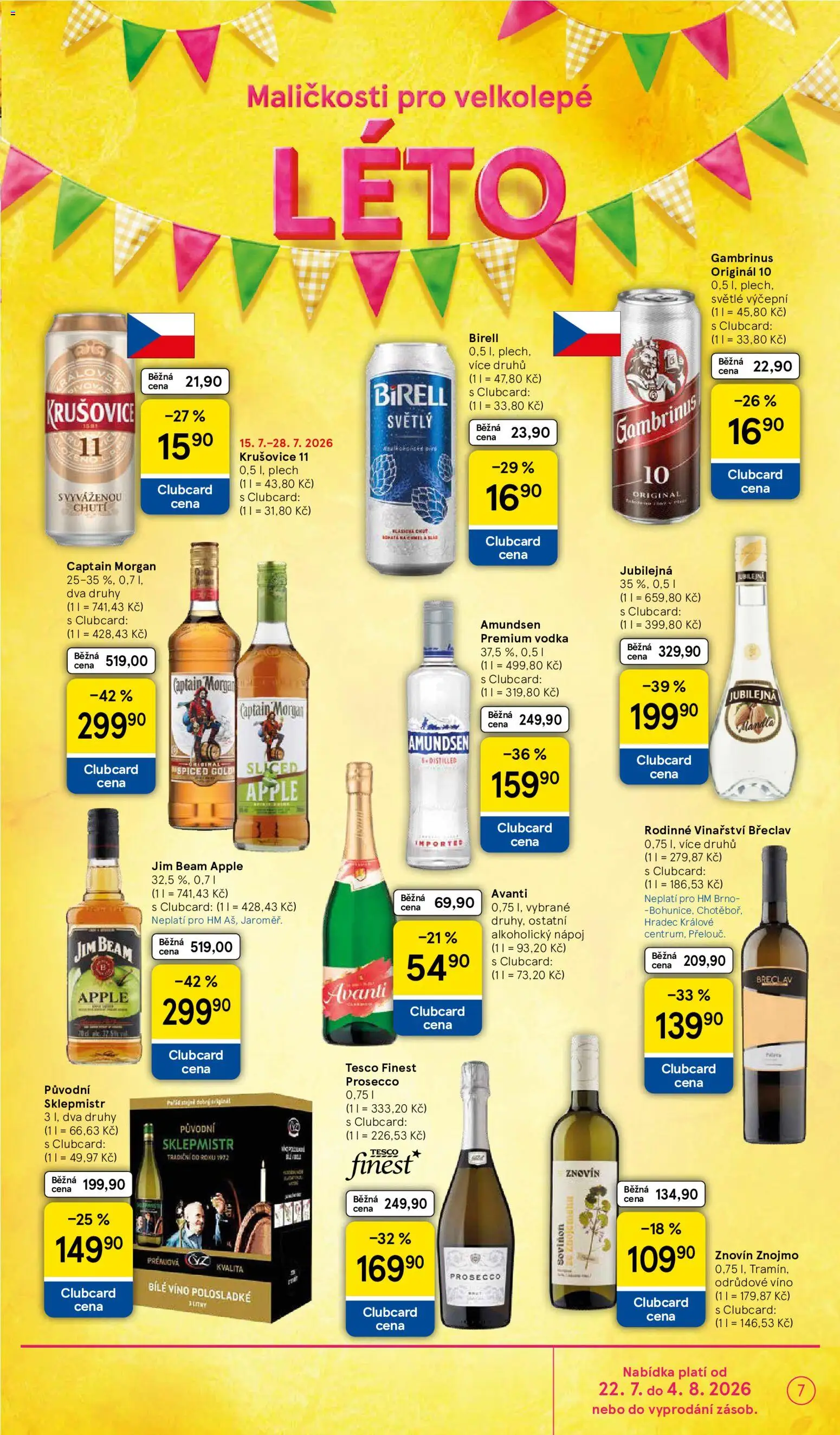 Tesco leták - Hypermarket od 22.07.2026 | Strana: 7 | Produkty: Prosecco, Finest, Morgan, Sklepmistr