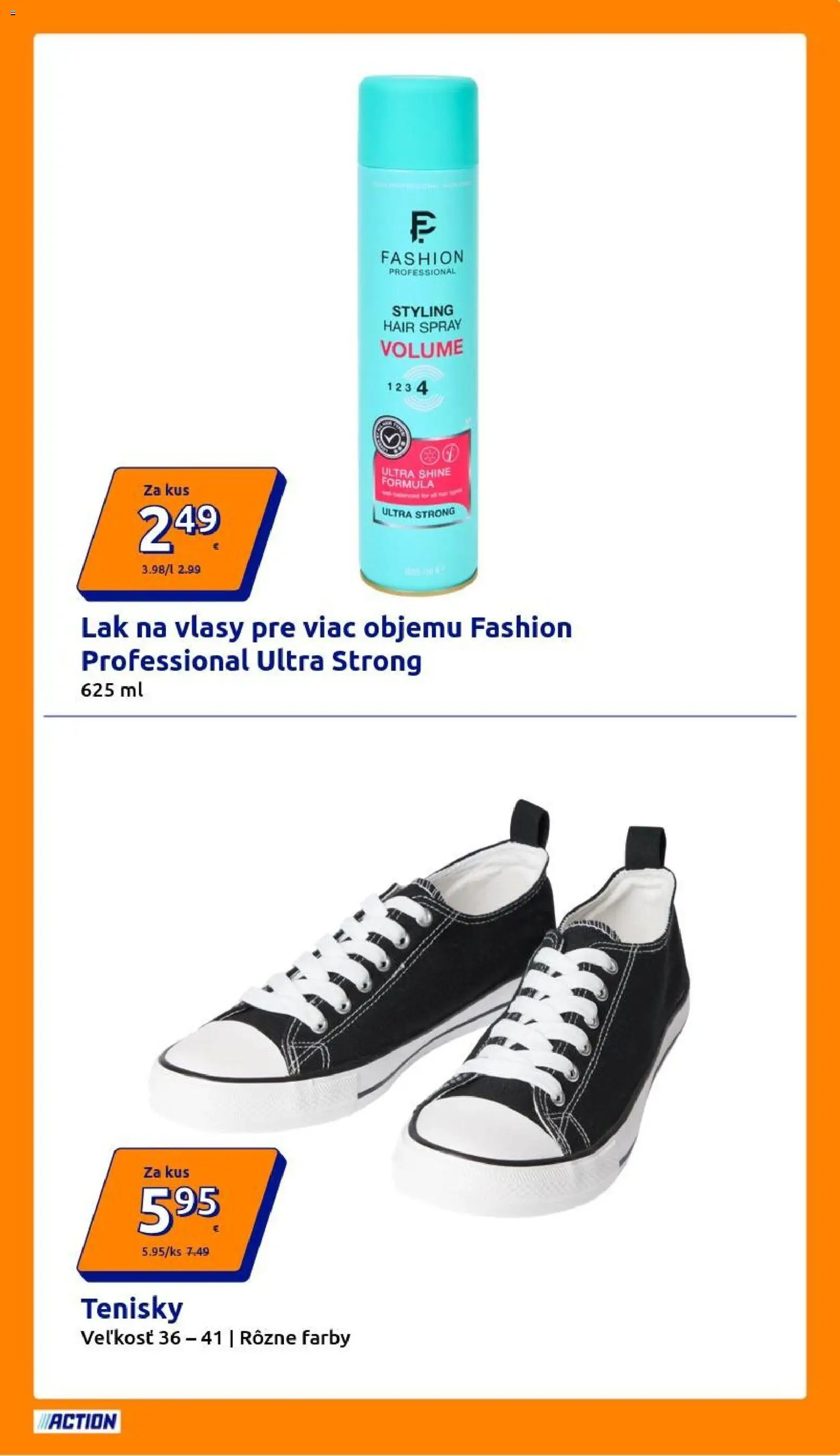 Nové Action akcie – leták je platný od 29.07.2026 | Strana: 19 | Produkty: Lak na vlasy, Tenisky