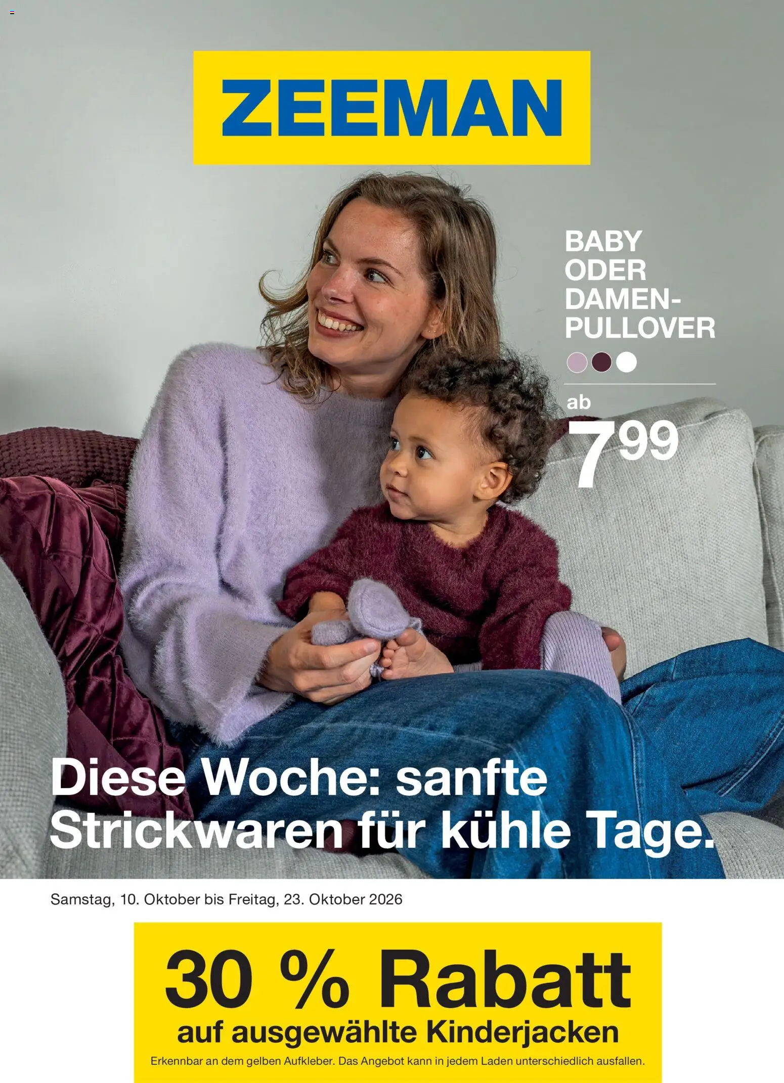 Zeeman Prospekt – gültig ab 10.10.2026 | Seite: 1 | Produkte: Pullover