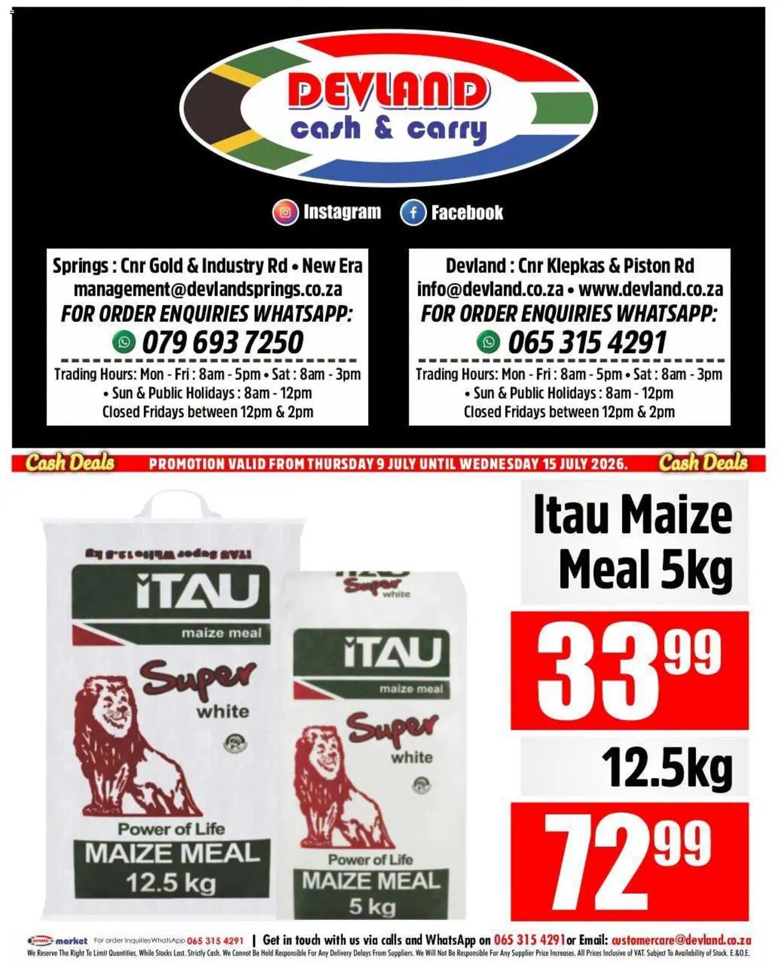 New Devland catalogue – valid from 09/07/2026 | Page: 1 | Products: Maize meal