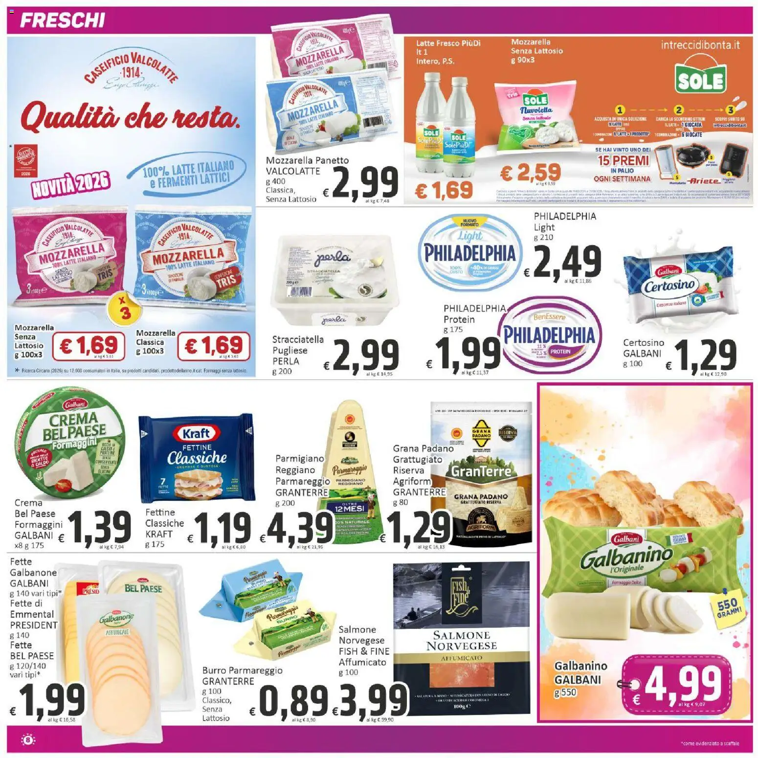 Volantino Paghi Poco del 10/07/2026 | Pagina: 8 | Prodotti: Crema, Burro, Grana Padano, Stracciatella