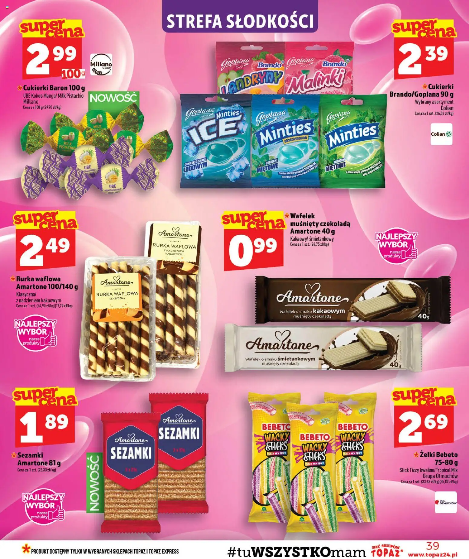 Topaz gazetka od 30.07.2026 | Strona: 39 | Produkty: Wafelek, Czekolada, Izzy, Kokos