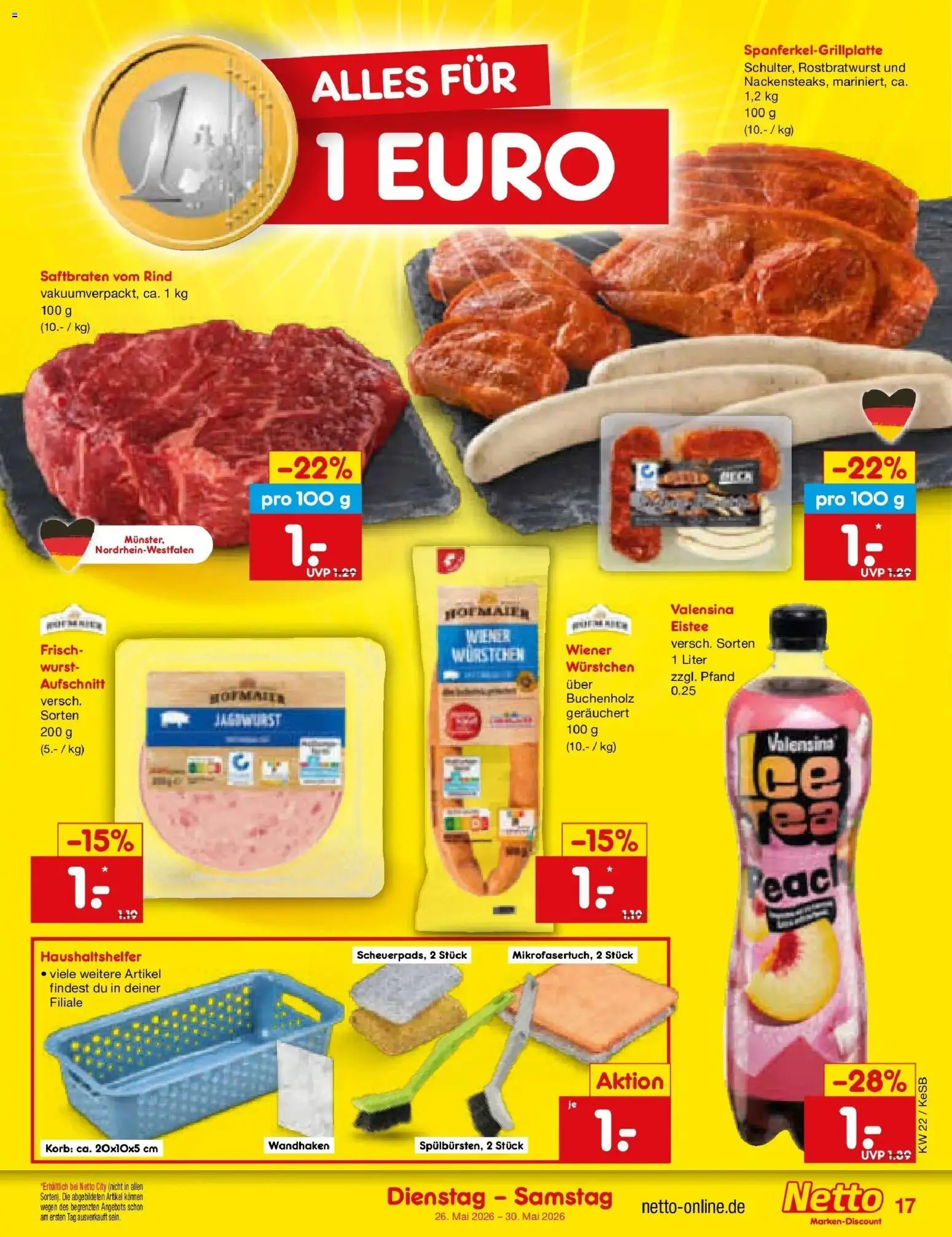 Netto Marken-Discount Prospekt Bonn – gültig ab 26.05.2026 | Seite: 21 | Produkte: Wiener wurstchen, Korb, Valensina, Wurst