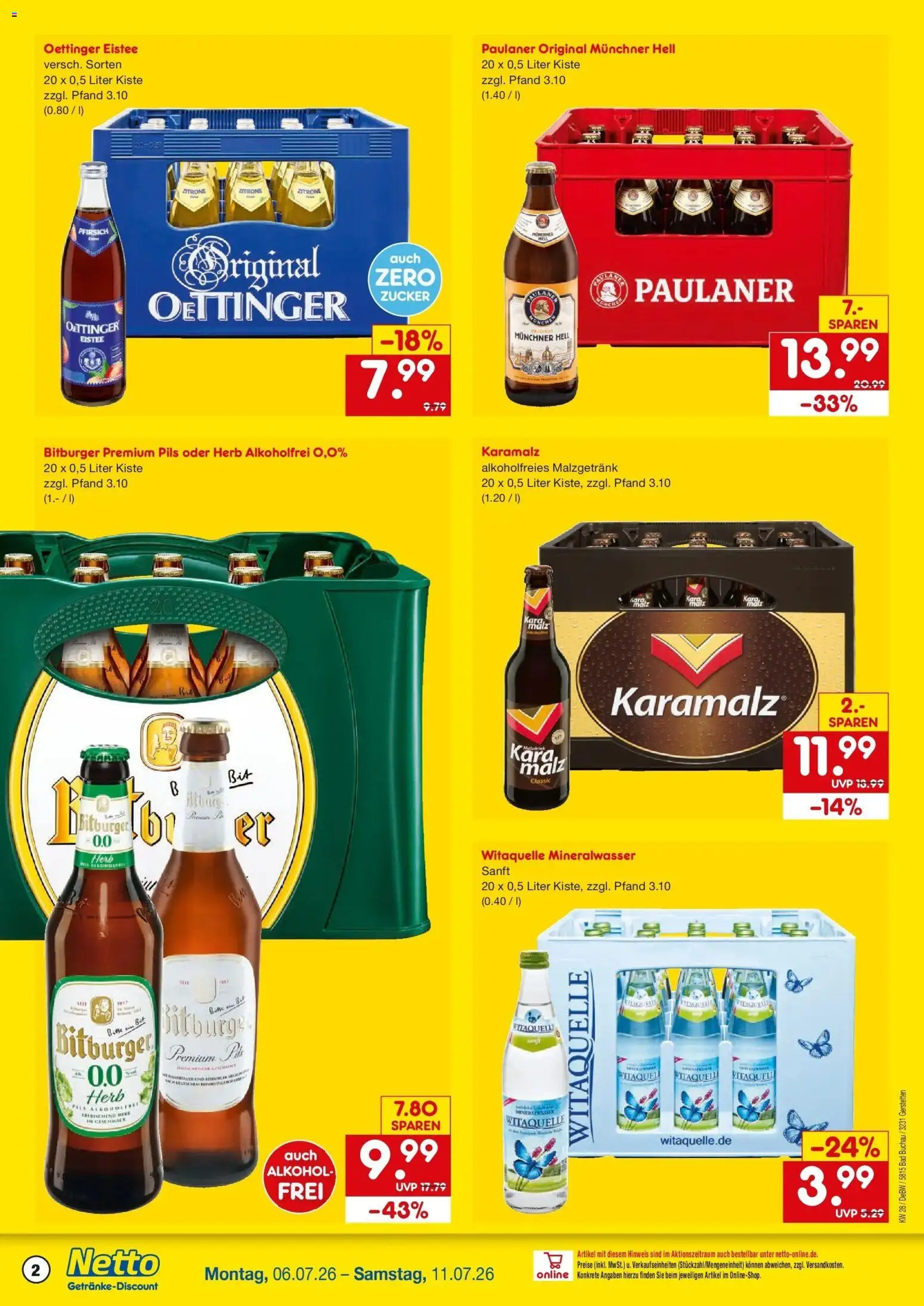 Netto Marken-Discount - Netto: Getränkeangebote – gültig ab 05.07.2026 | Seite: 2 | Produkte: Bad, Pils, Zitrone, Pfirsich