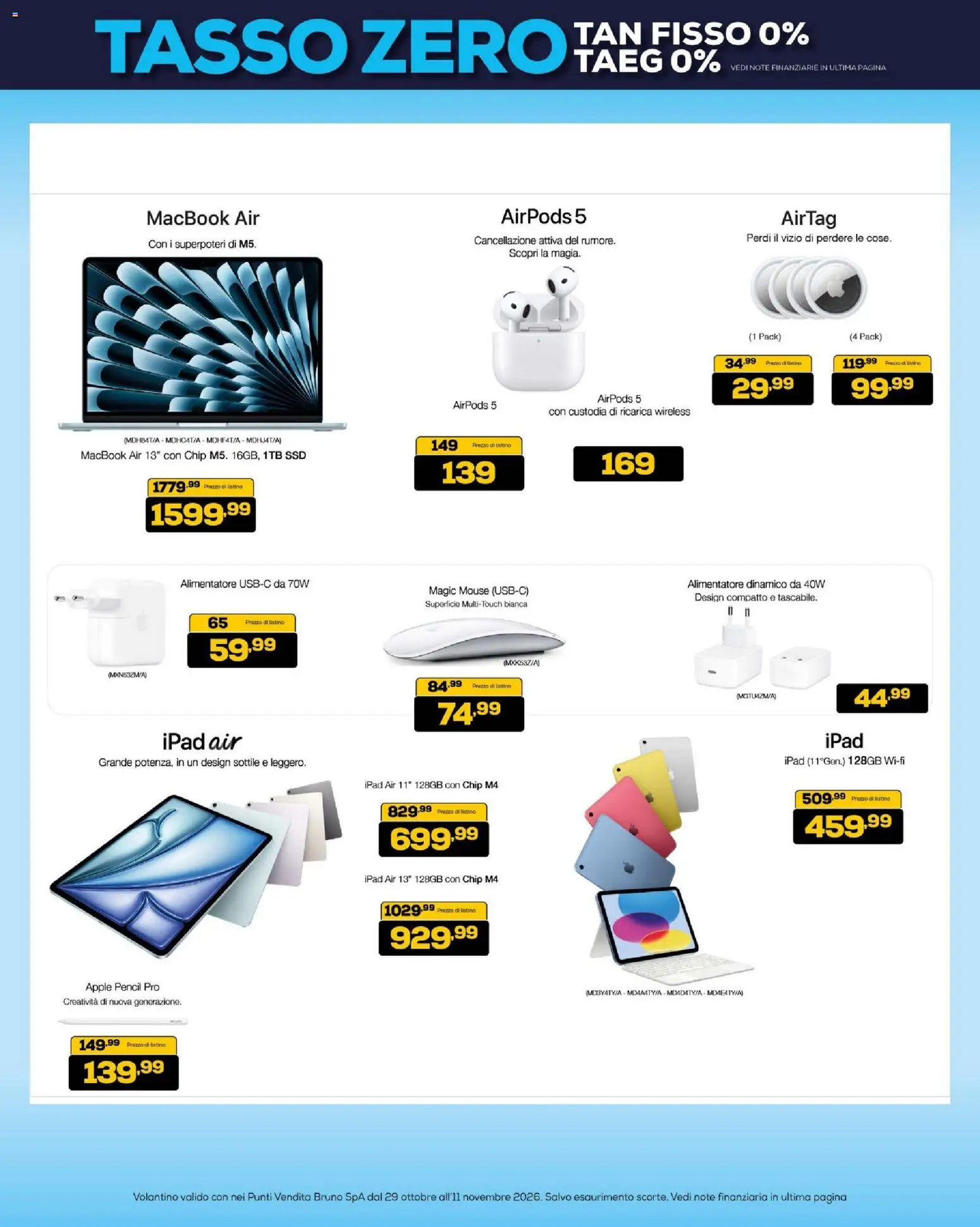 Volantino BRUNO del 29/10/2026 | Pagina: 15 | Prodotti: Macbook air, Mouse, Ipad, Airpods