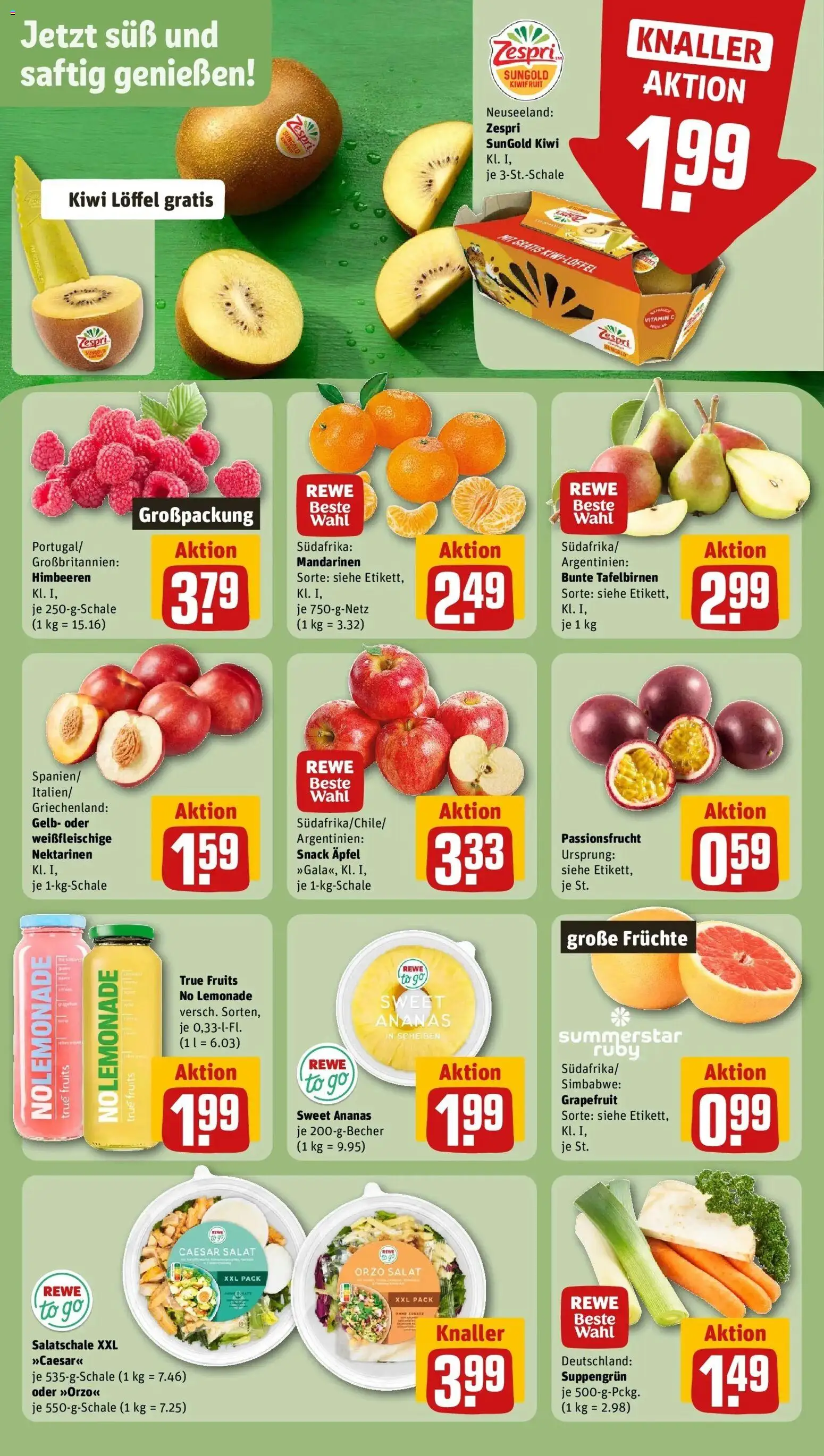 REWE Prospekt ab 10.08.2026 zum Blättern » Angebote | Seite: 4 | Produkte: Mandarinen, Grapefruit, Kiwi, Salat