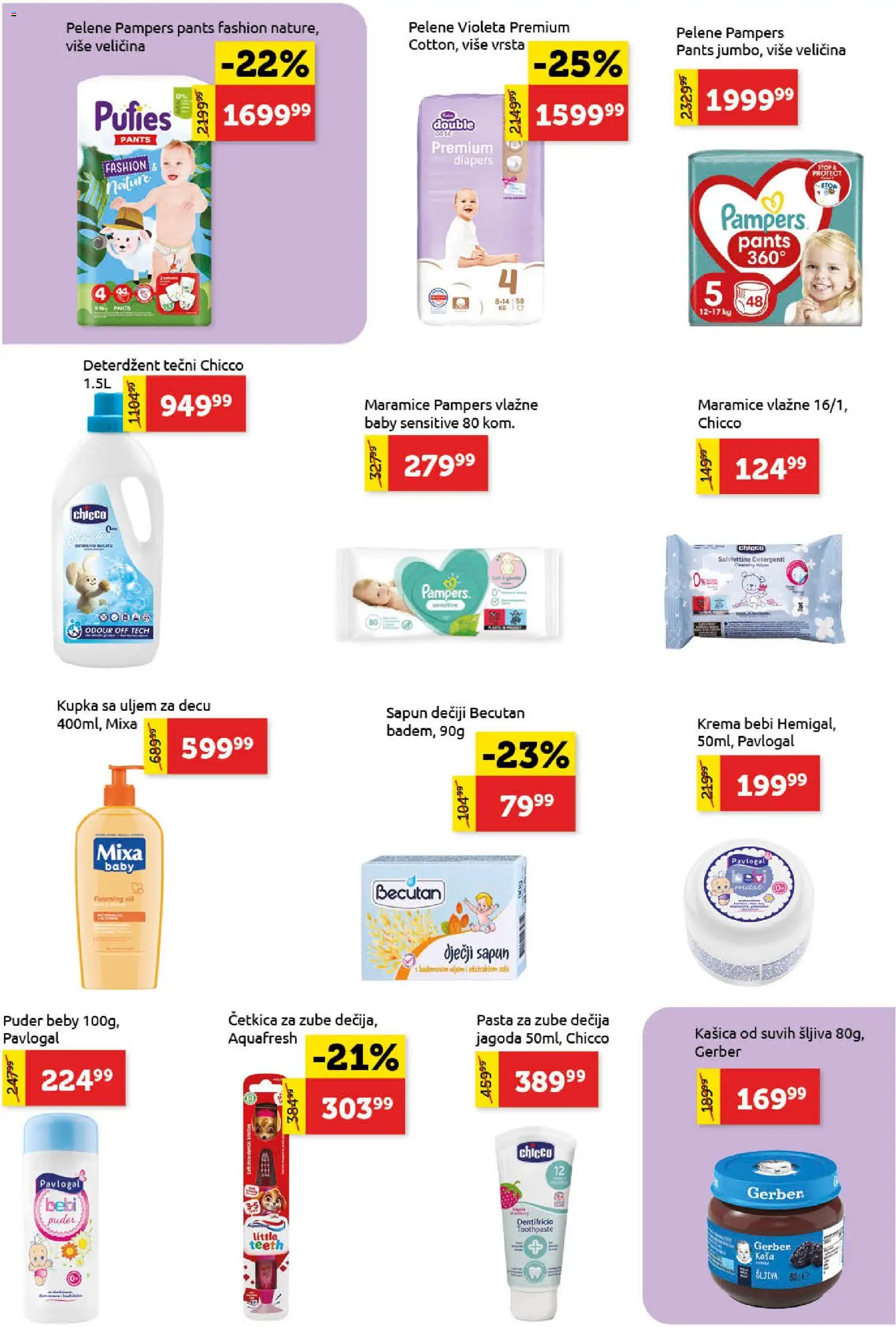SuperVERO katalog - važi od 03.09.2026 | Strana: 22 | Proizvode: Maramice, Kaša, Krema, Pelene