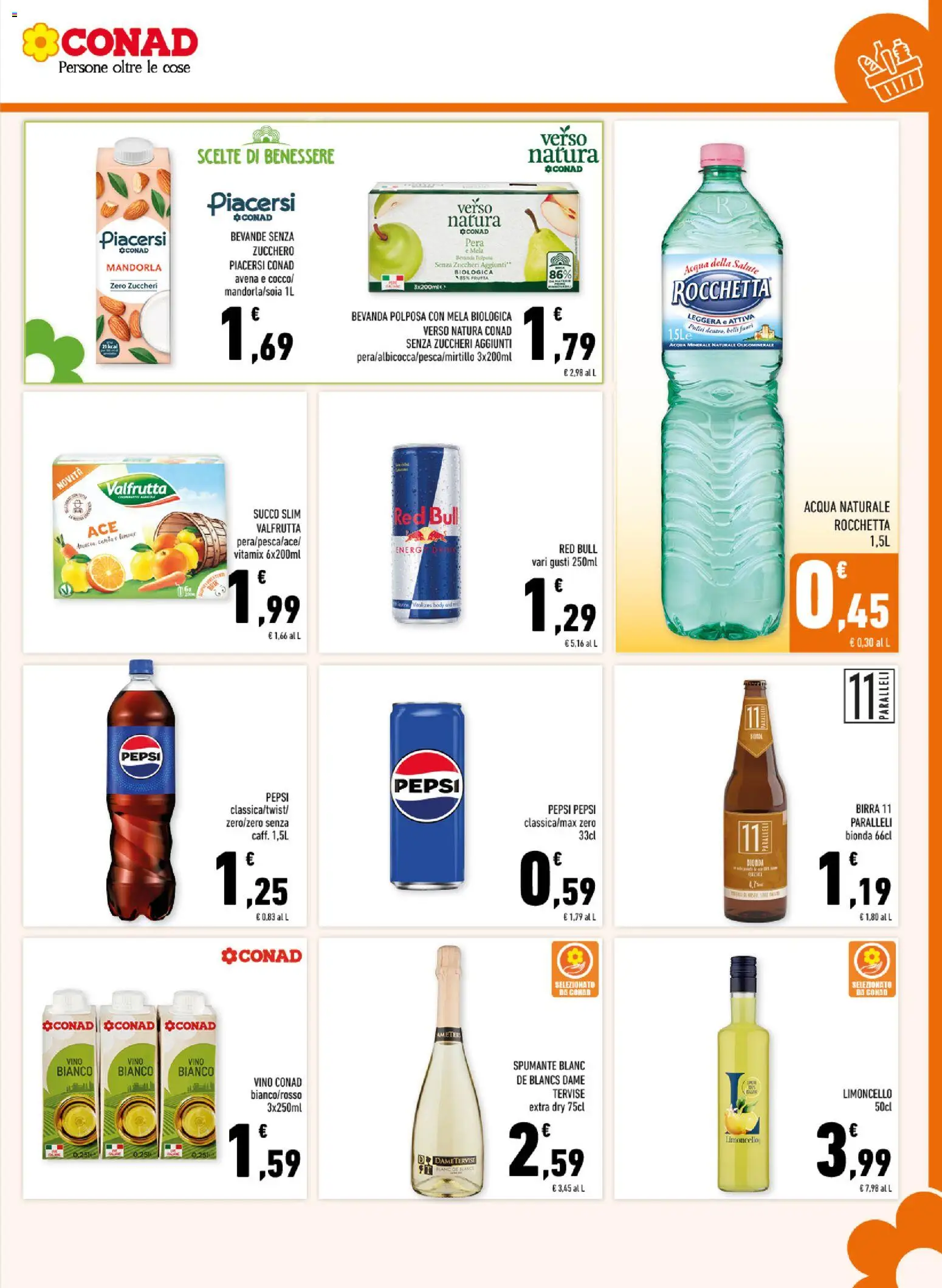 Volantino Conad del 03.06.2026 | Pagina: 11 | Prodotti: Zucchero, Acqua naturale, Limoncello, Red Bull
