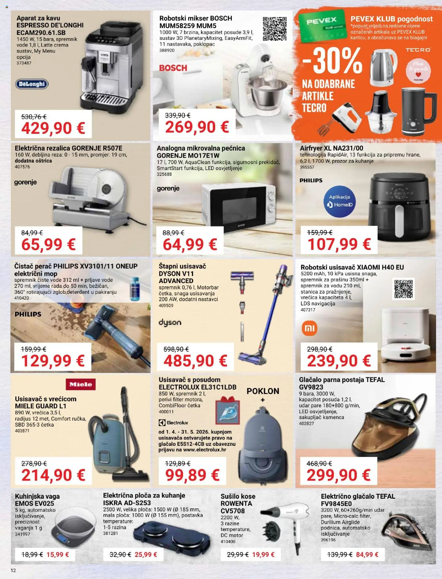 Pevex katalog | vrijedi od 03.04.2026 | Stranica: 12 | Proizvodi: Mop, Pećnica, Ploča za kuhanje, Mikrovalna pećnica