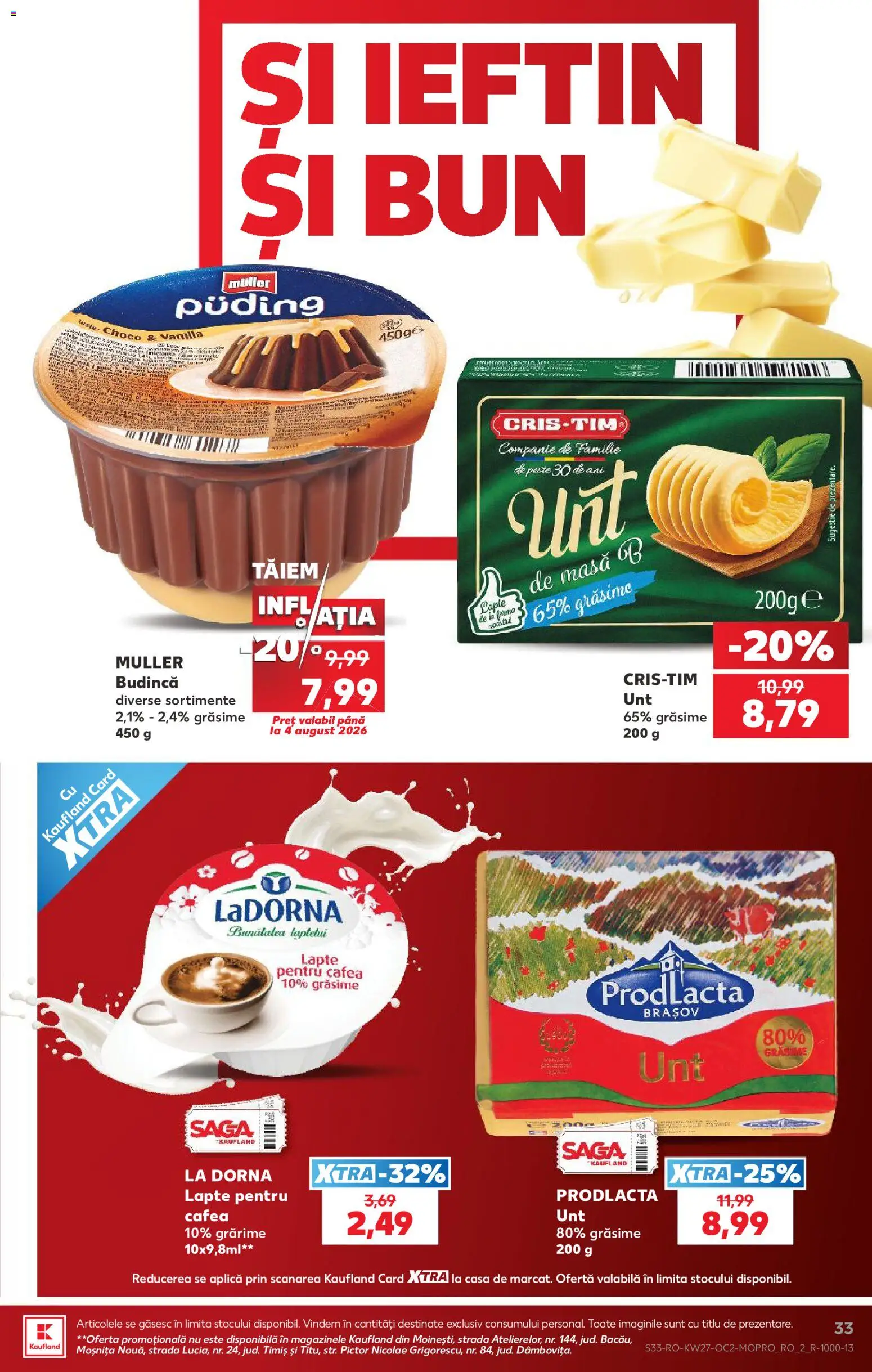 Kaufland RO akciós ujság - amely érvényes a következő dátumtól: 2026.07.01. | Oldal: 33 | Termékek: Puding