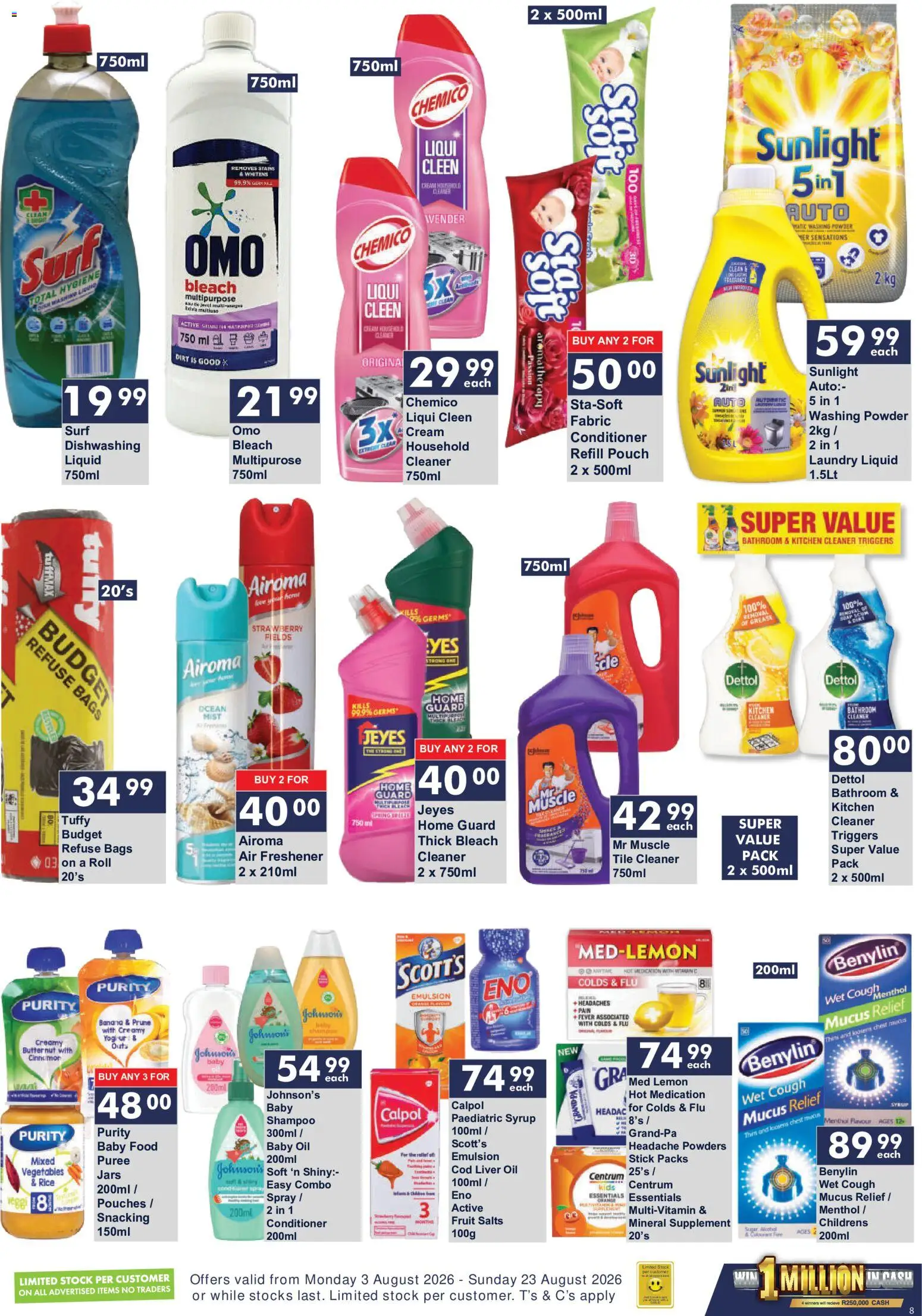 New President Hyper catalogue – valid from 03/08/2026 | Page: 8 | Products: Oil, Powder, Vegetables, Washing powder