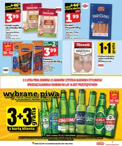 Pogląd oferty "Topaz gazetka" - ważna od 30.04.2026 | Strona: 7 | Produkty: Schab, Kabanosy, Szynka, Heineken