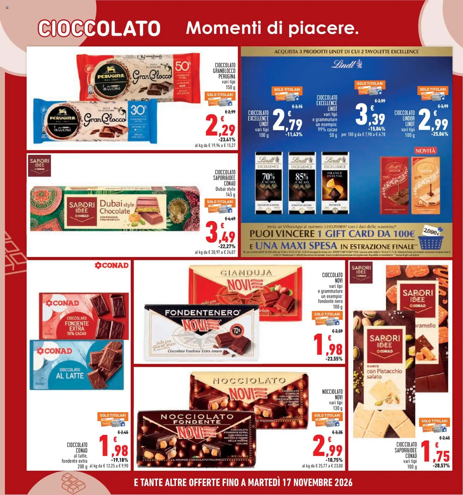 Volantino Conad del 05/11/2026 | Pagina: 18 | Prodotti: Lindt, Nocciole, Dolci, Cacao