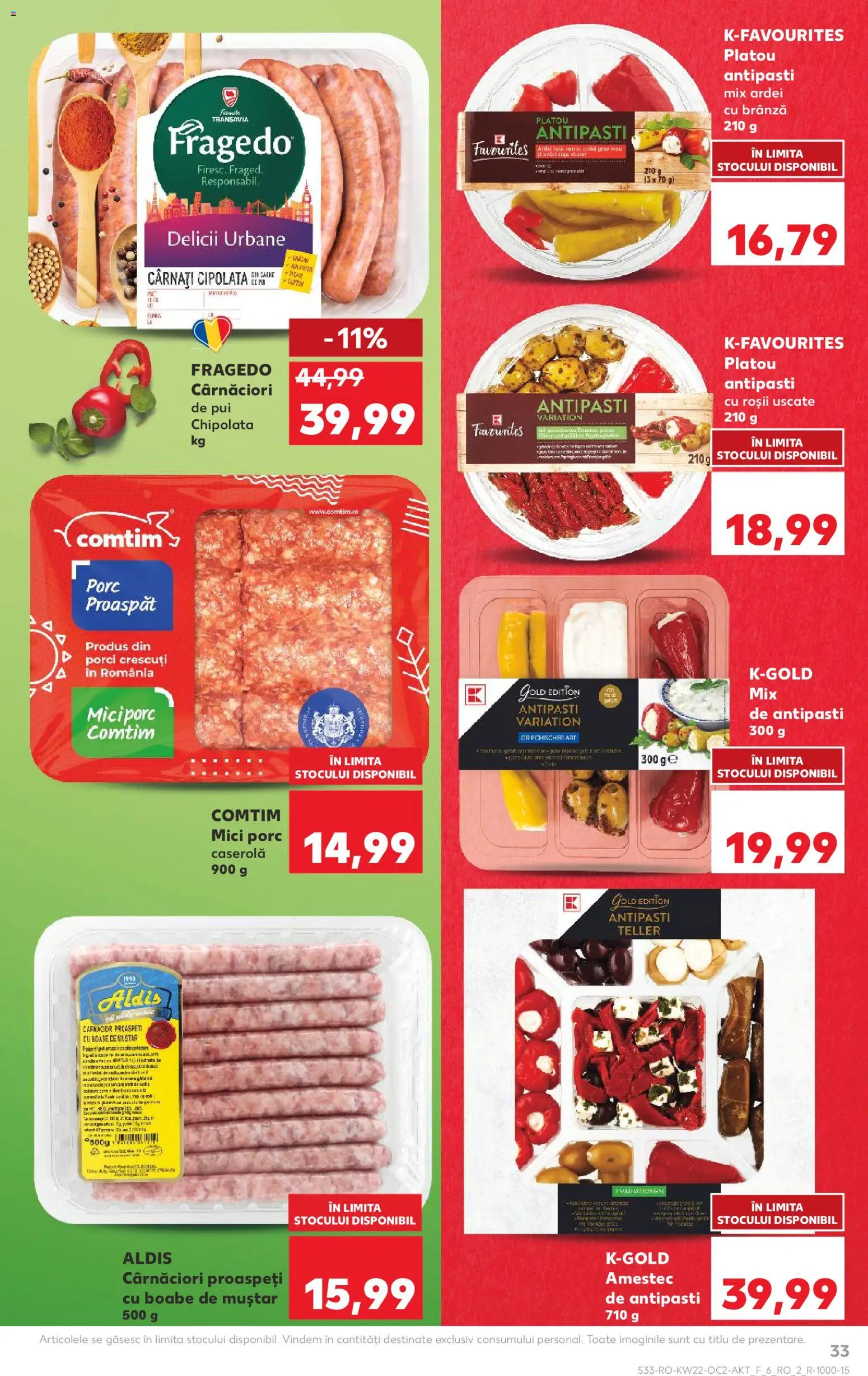 Kaufland RO akciós ujság - amely érvényes a következő dátumtól: 27.05.2026 | Oldal: 33 | Termékek: Antipasti, Mustár