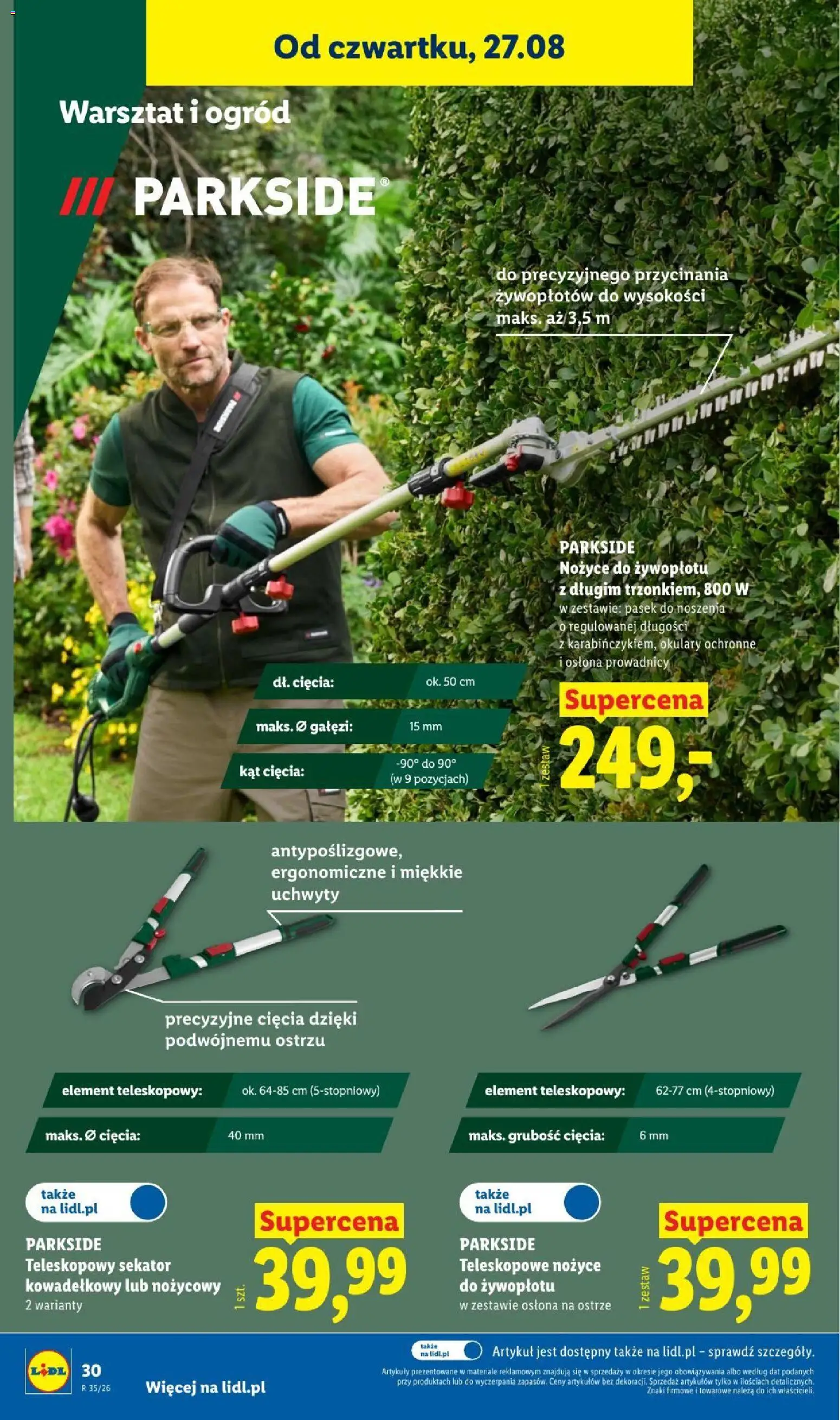 Lidl Katalog od 24.08.2026 | Strona: 36 | Produkty: Okulary, Pasek, Sekator, Nożyce do żywopłotu