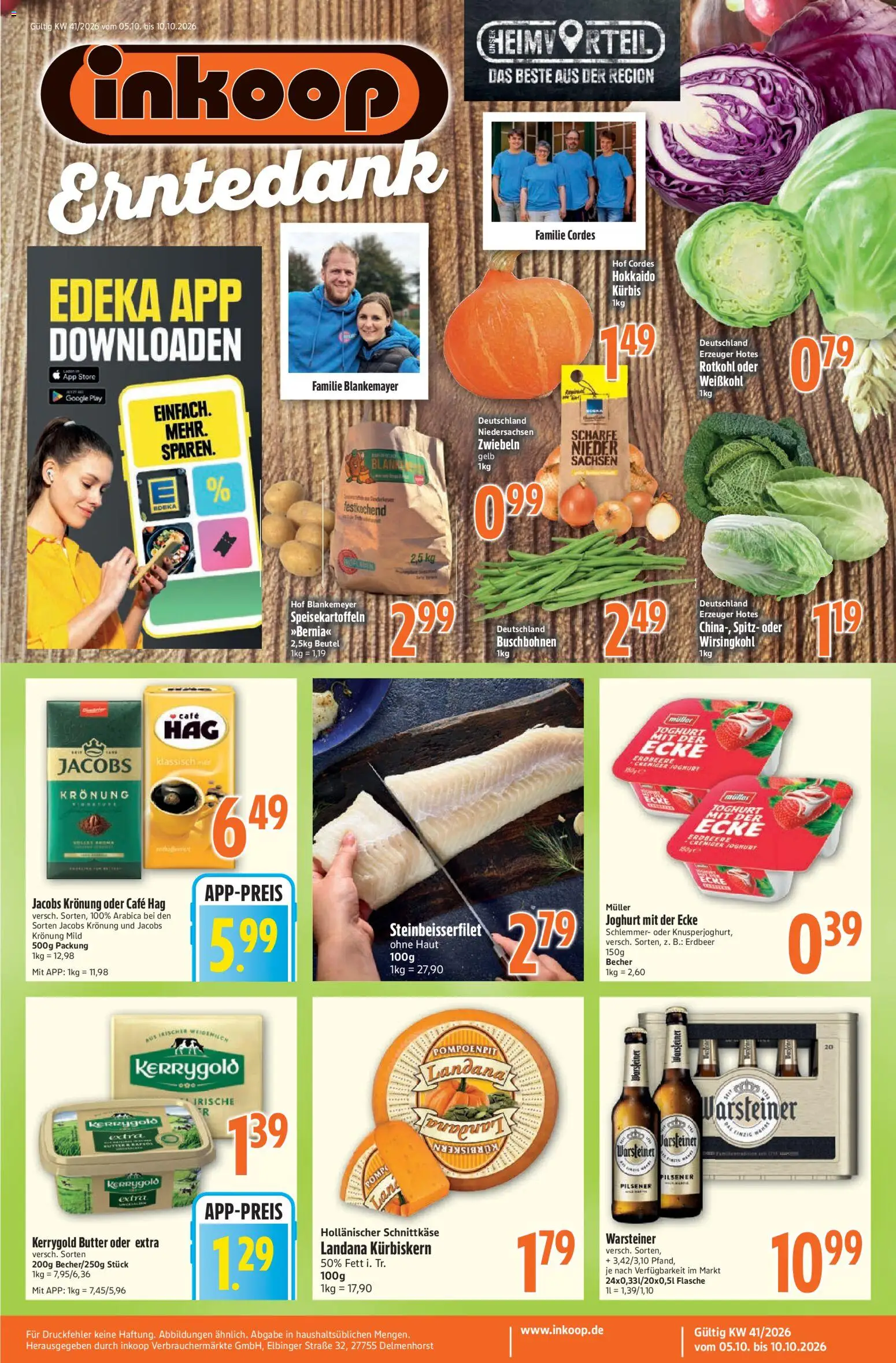 Inkoop Prospekt – gültig ab 05.10.2026 | Seite: 1 | Produkte: Butter, Rotkohl, Joghurt, Kerrygold butter