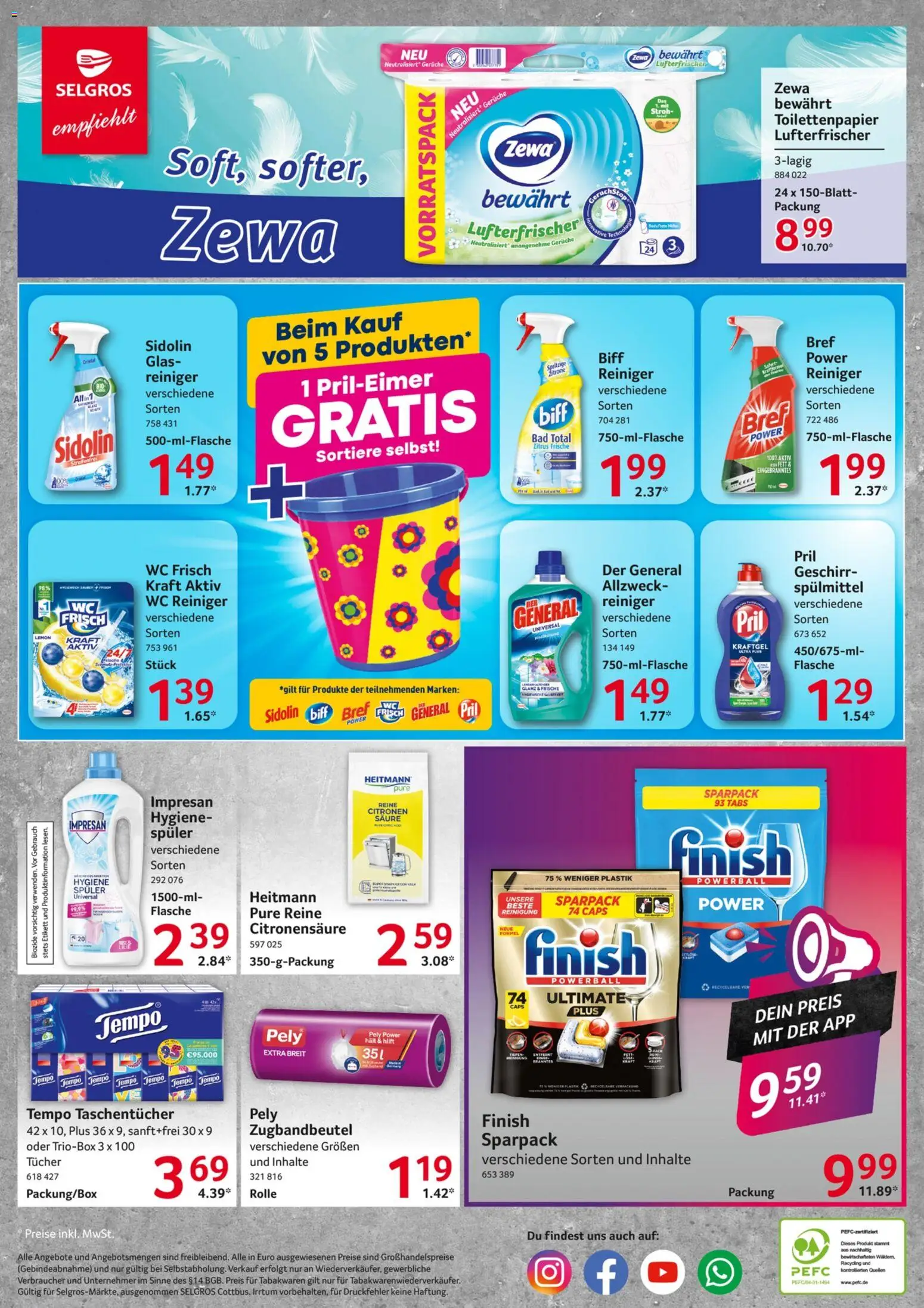 Selgros Prospekt – gültig ab 15.10.2026 | Seite: 20 | Produkte: Bad, Zewa, Finish, Pril