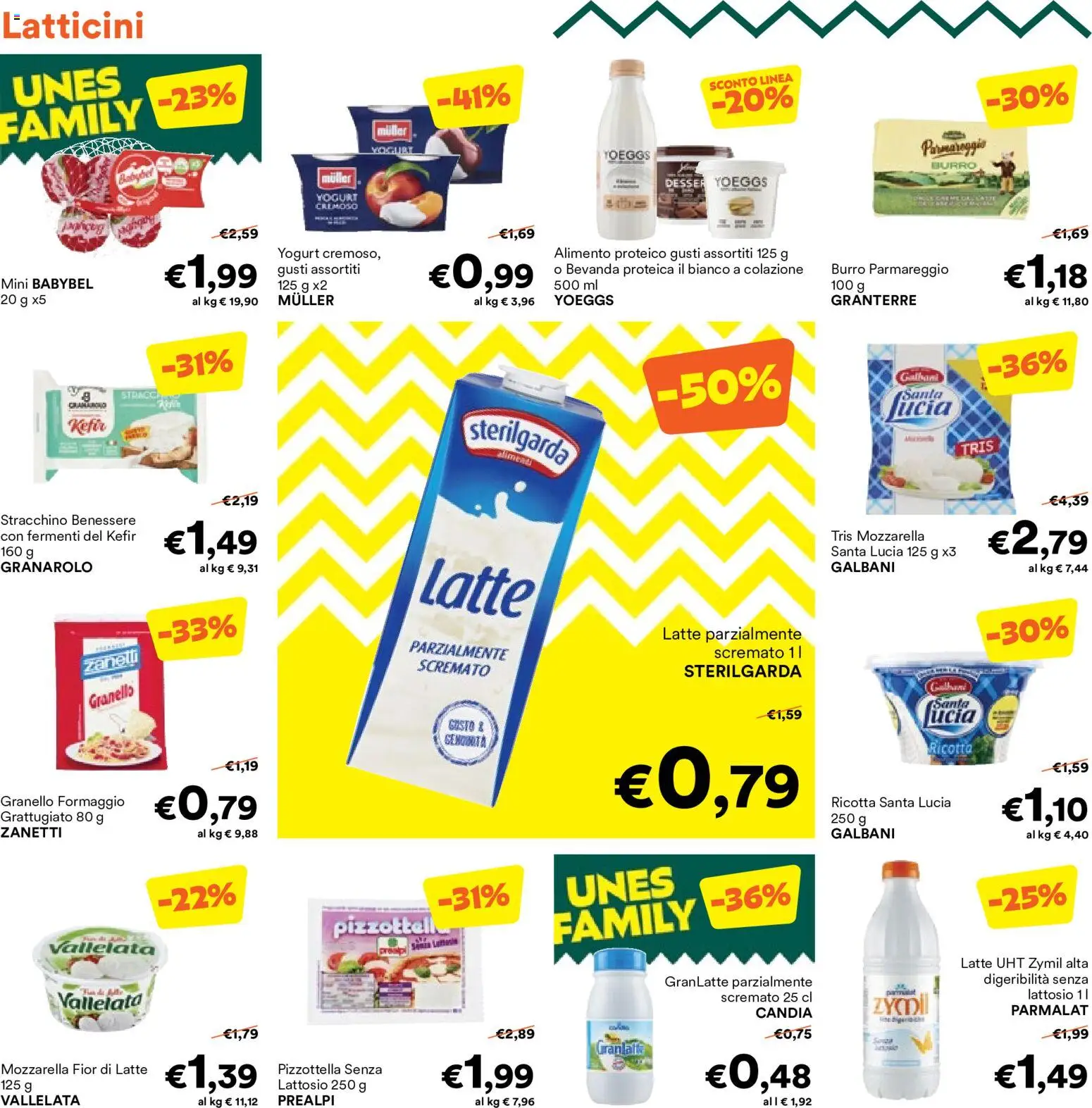 Volantino Unes del 13/07/2026 | Pagina: 4 | Prodotti: Yogurt, Mozzarella, Formaggio, Ricotta