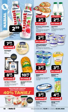 Pogląd oferty "Netto gazetka od poniedziałku spożywcza" - ważna od 15.06.2026 | Strona: 10 | Produkty: Kefir robico, Sery, Mozzarella, Ser feta