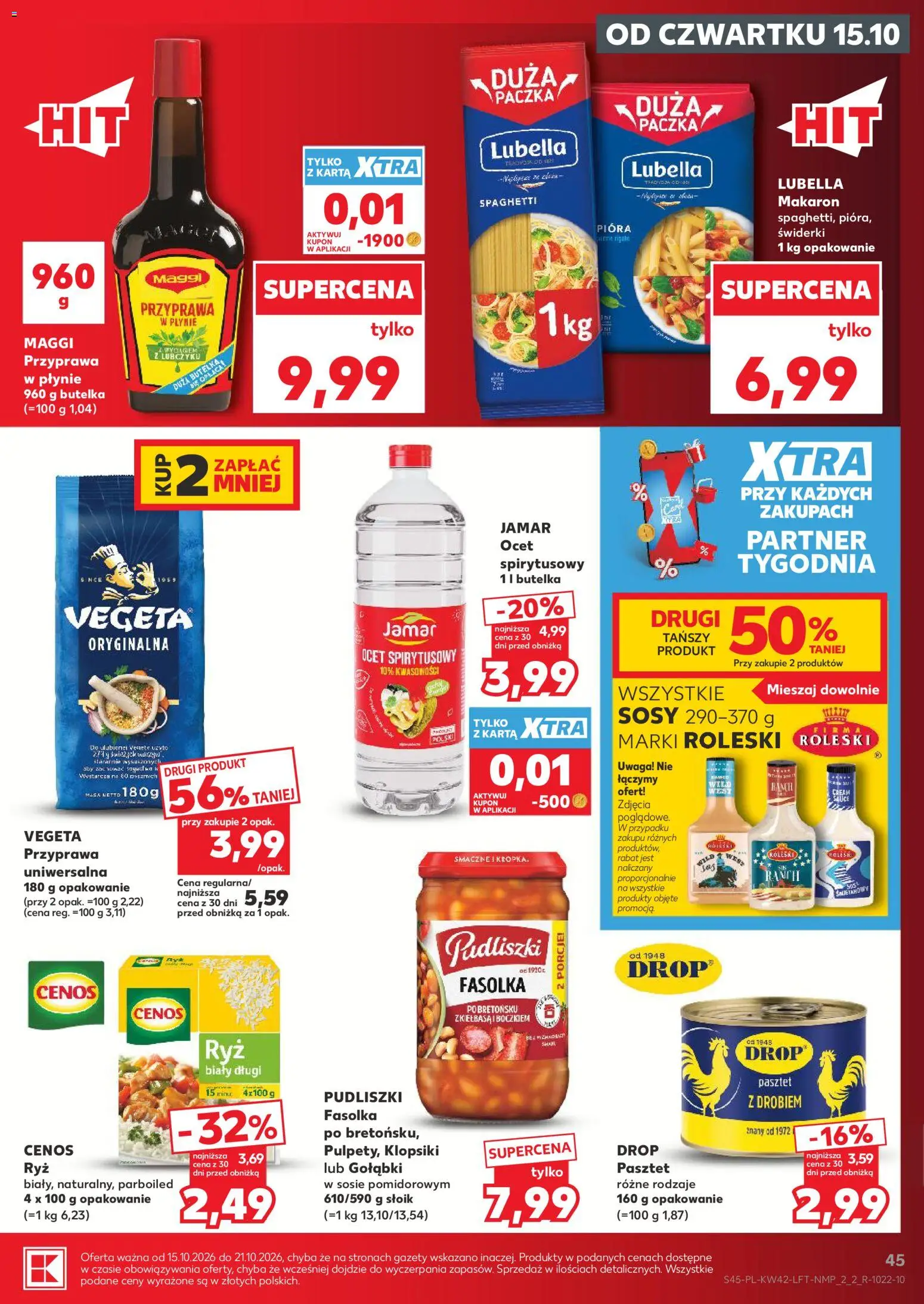 Kaufland Polsko leták - Jest fresz od 15.10.2026 | Strana: 45 | Produkty: Maggi, Ocet