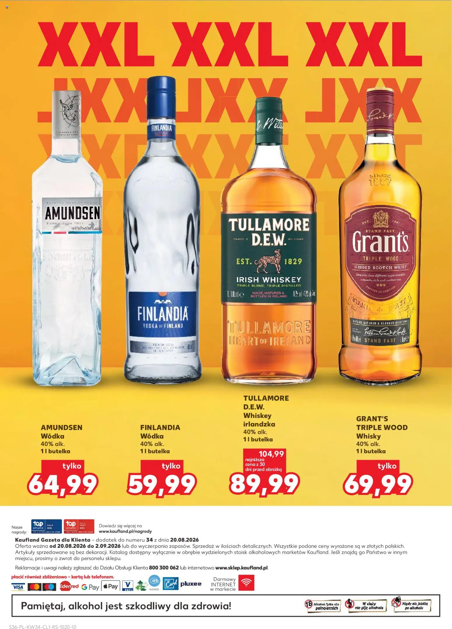 Kaufland Polsko leták - Barek od 20.08.2026 | Strana: 36 | Produkty: Whiskey, Vodka, Whisky, Alkohol