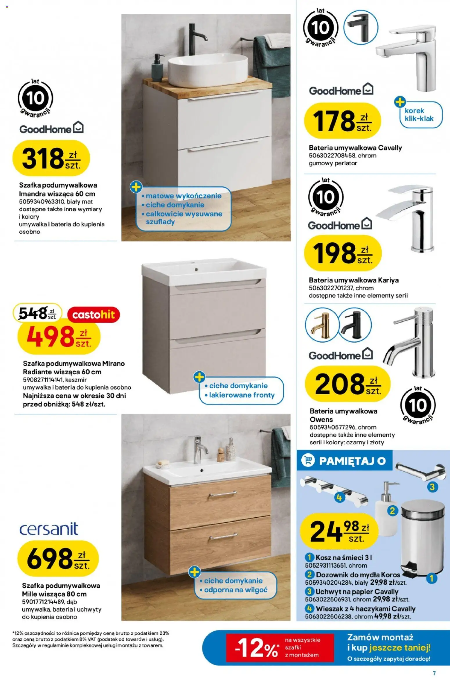Castorama gazetka od 16.09.2026 | Strona: 7 | Produkty: Kosz na śmieci, Umywalka, Bateria, Kosz
