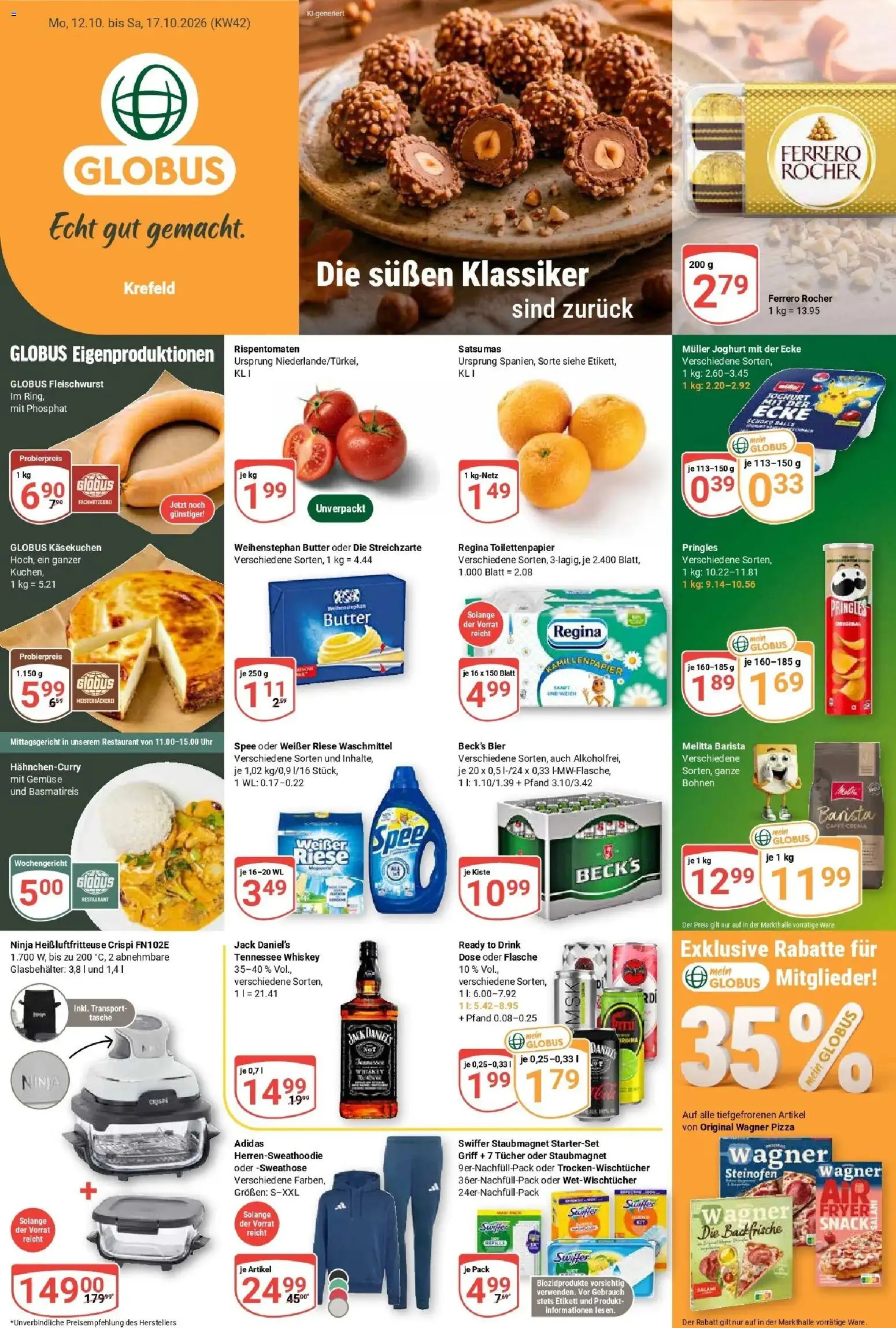 Globus Prospekt Krefeld (ab 12.10.2026) » Angebote online | Seite: 1 | Produkte: Tasche, Melitta, Bier, Weihenstephan butter