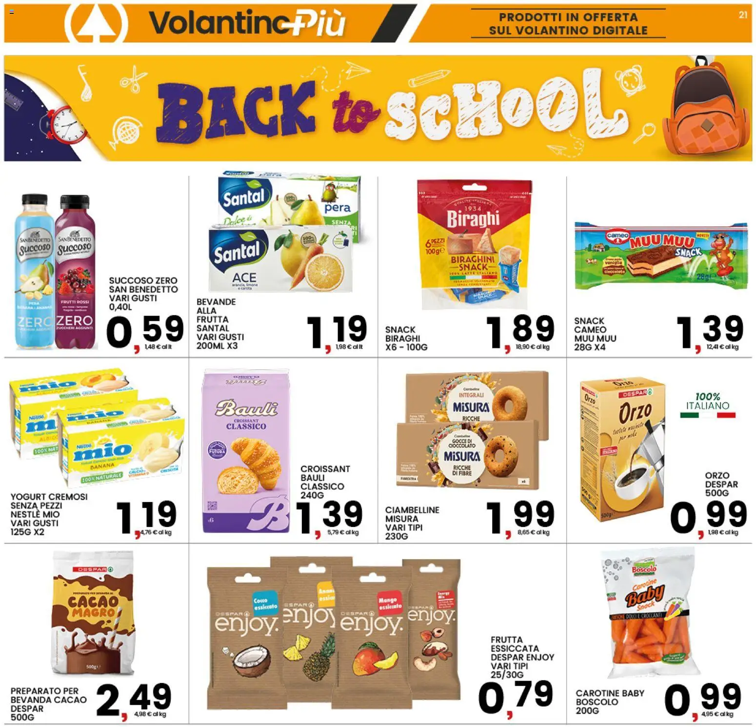 Volantino Interspar del 31/08/2026 | Pagina: 21 | Prodotti: Yogurt, Bevande, Frutta, Latte