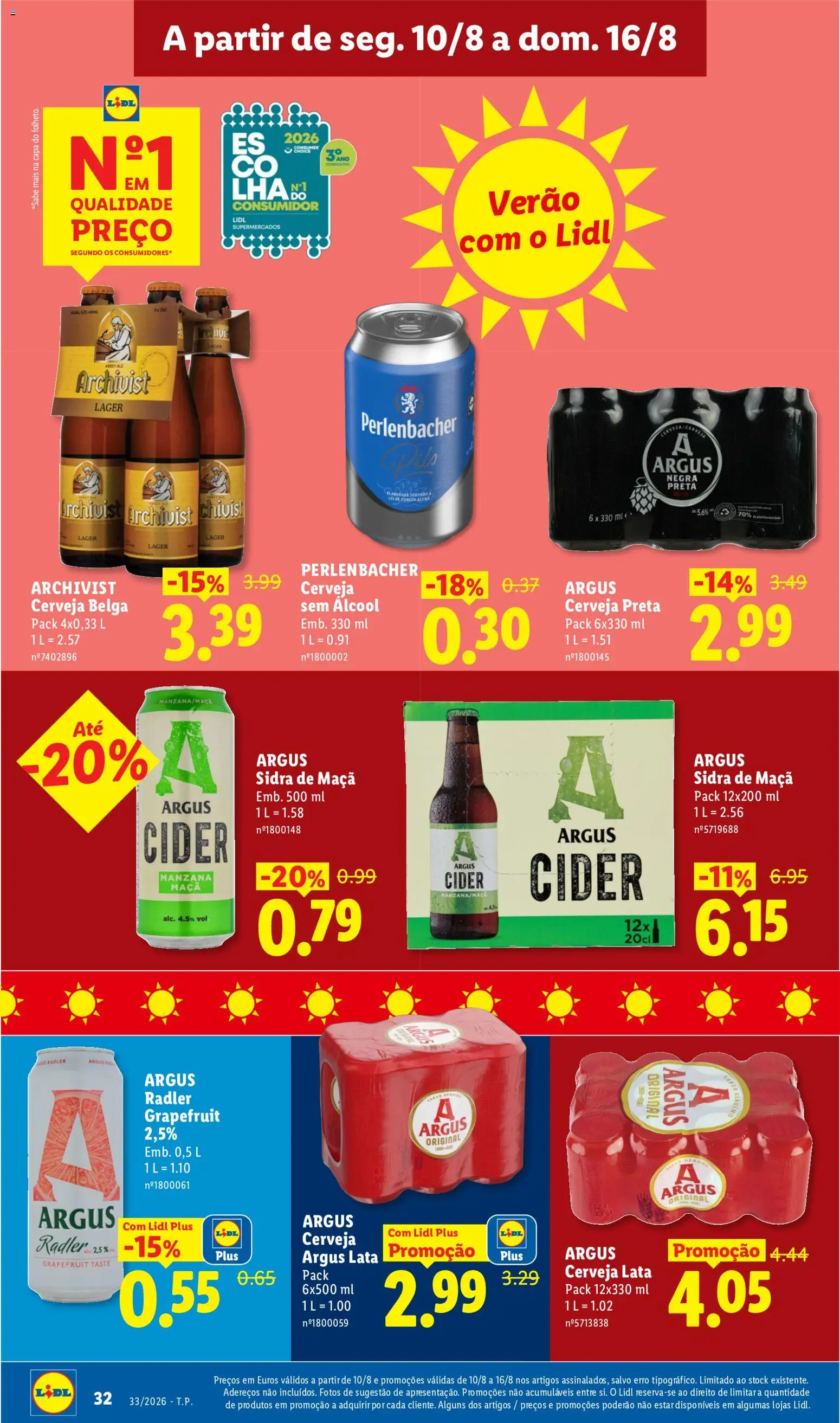 Lidl folheto │ válido de 10/08/2026 | Página: 32 | Produtos: Cerveja sem álcool, Sidra, Radler, Cerveja