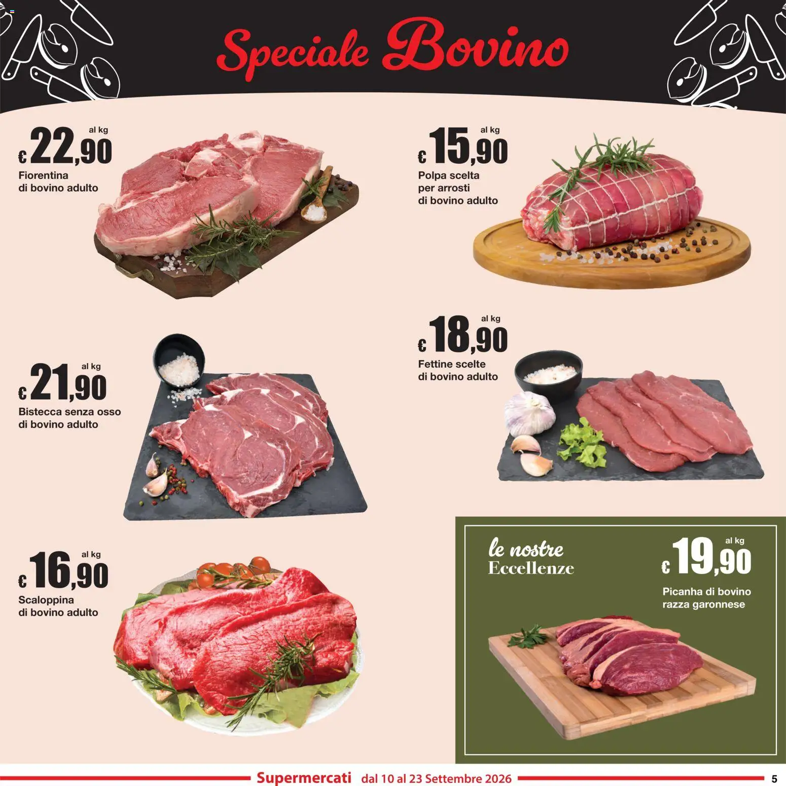 Volantino Sì con Te del 10/09/2026 | Pagina: 5 | Prodotti: Bovino, Bistecca