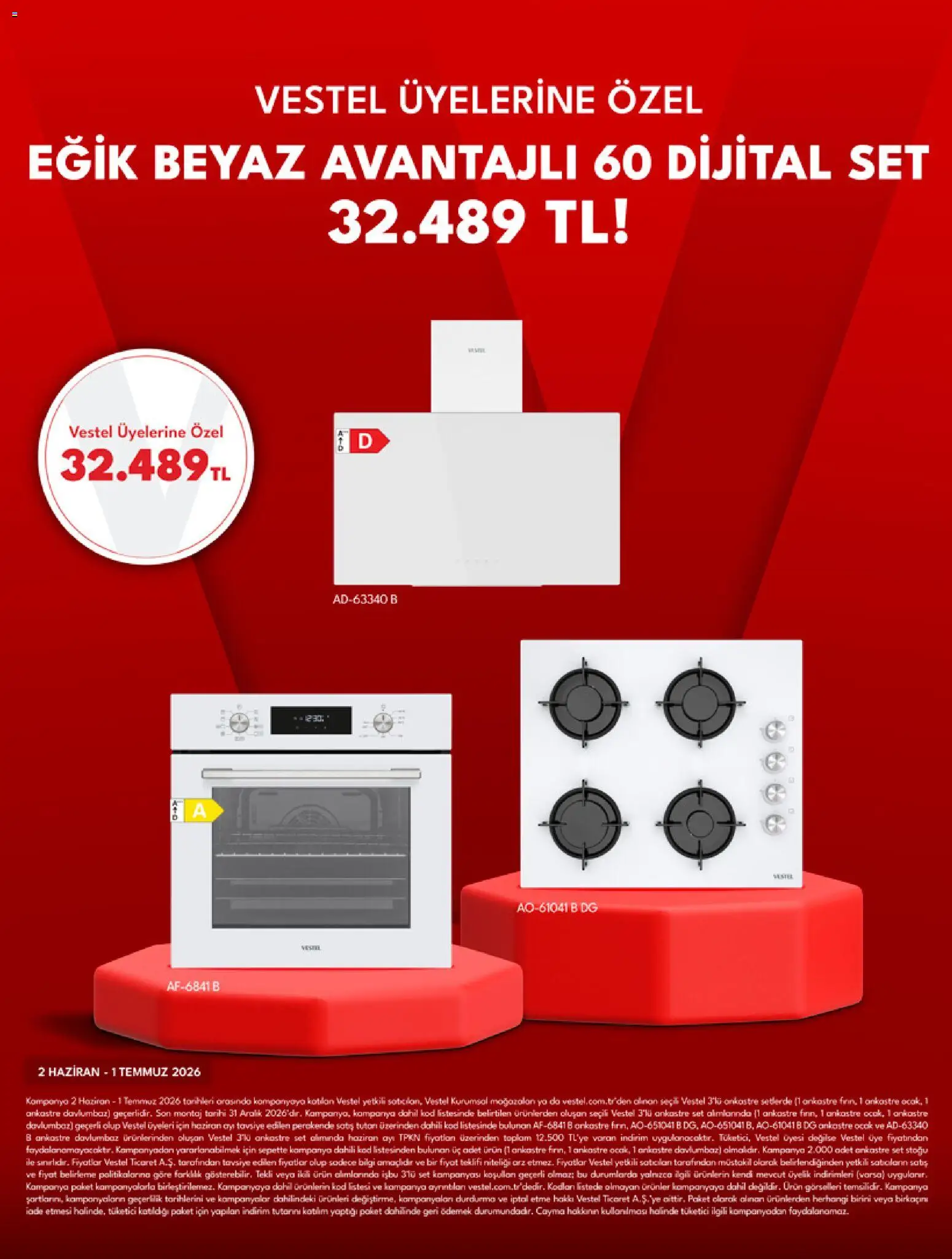 Vestel - Ankastre Ürünler - 01.06.2026 tarihinden itibaren geçerlidir | Sayfa: 3 | Ürünler: Davlumbaz