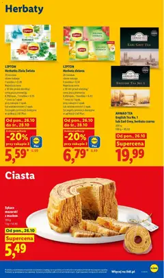 Pogląd oferty "AHMAD TEA English Tea No. 1 lub Earl Grey, herbata czarna, 200 g" - ważna od 26.10.2026 | Strona: 81 | Produkty: Torebka, Rumianek, Zioła, Truskawki