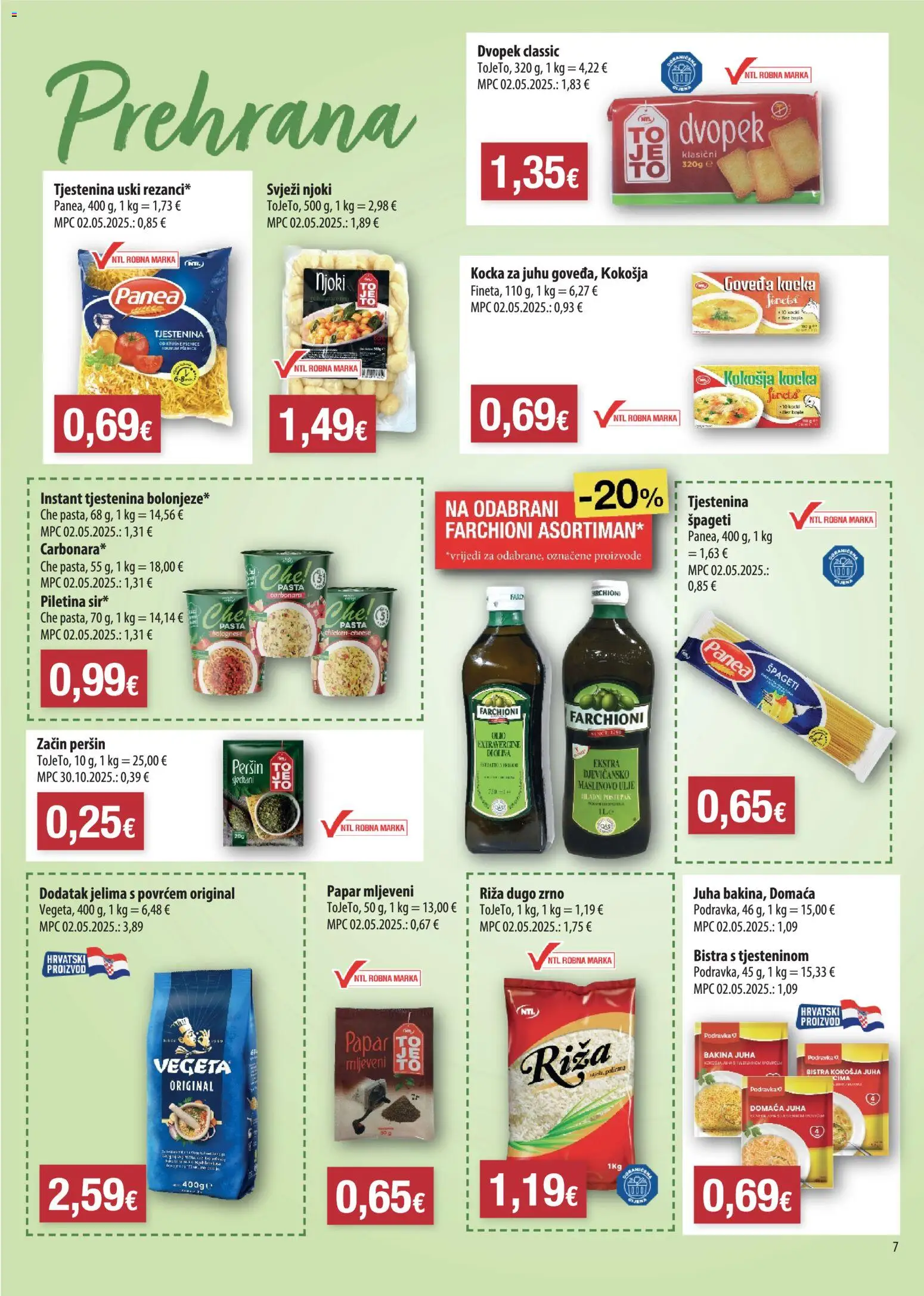 NTL katalog | vrijedi od 10.06.2026 | Stranica: 7 | Proizvodi: Podravka, Riža, Njoki, Tjestenina