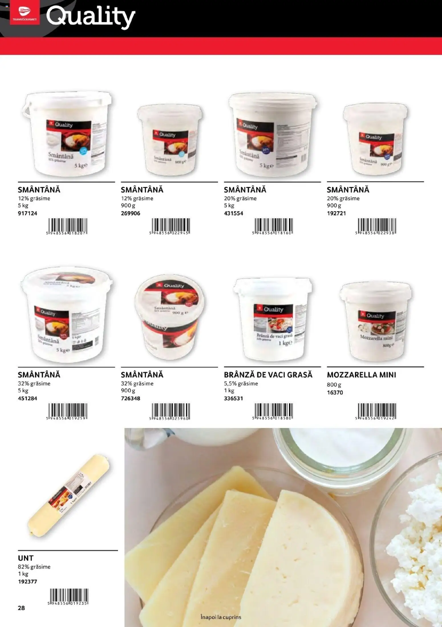 Noul catalog Selgros – valabil de la 01.08.2026 | Pagină: 28 | Produse: Mozzarella, Brânză, Smântână