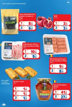 Ofertele Carrefour valabile de la 09.09.2026 | Pagină: 28 | Produse: Ştrudel cu mere, Mici, Prune, Salată