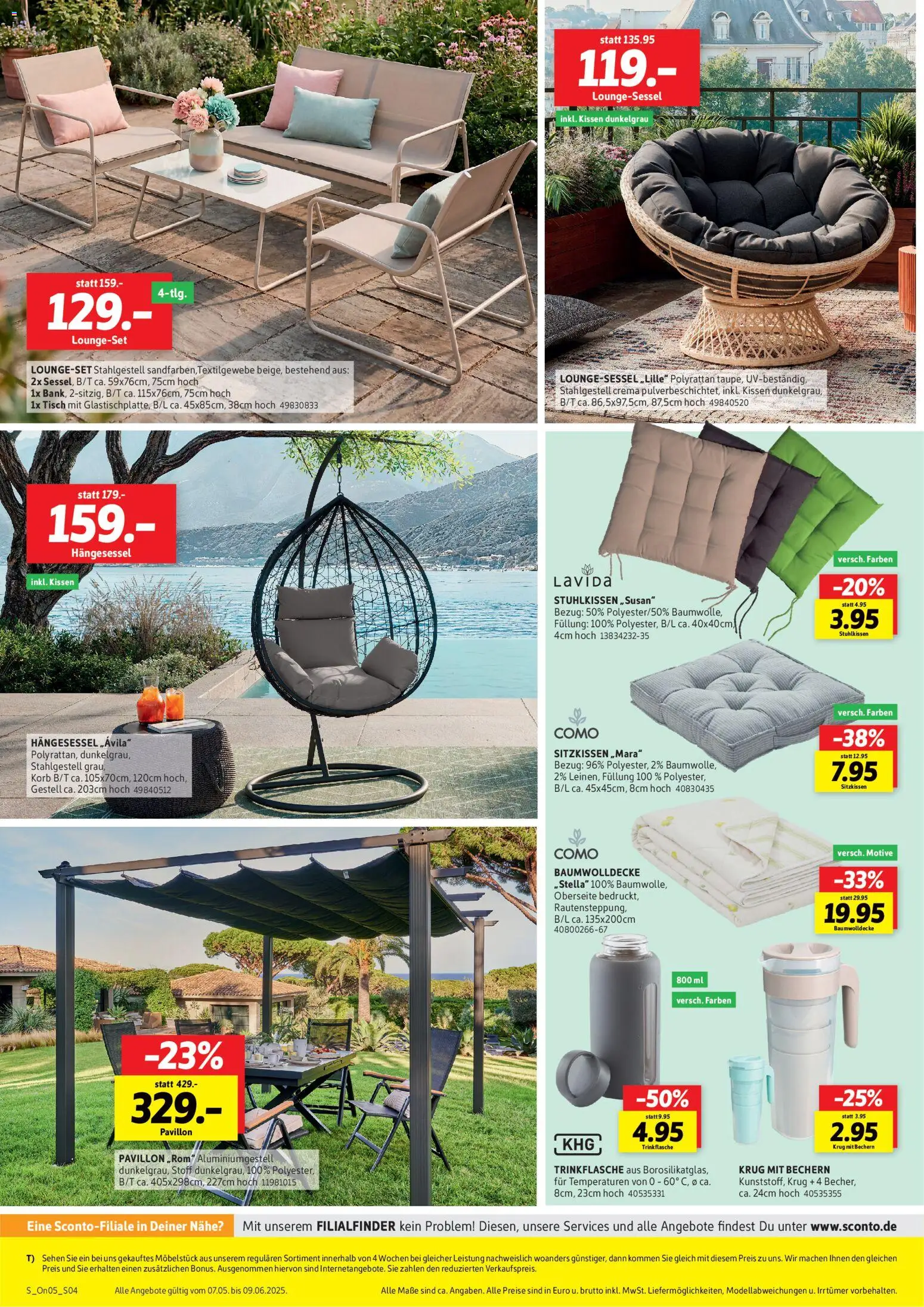 Sconto Prospekt Garten-spezial – gültig ab 07.05.2026 | Seite: 4 | Produkte: Kissen, Tisch, Korb