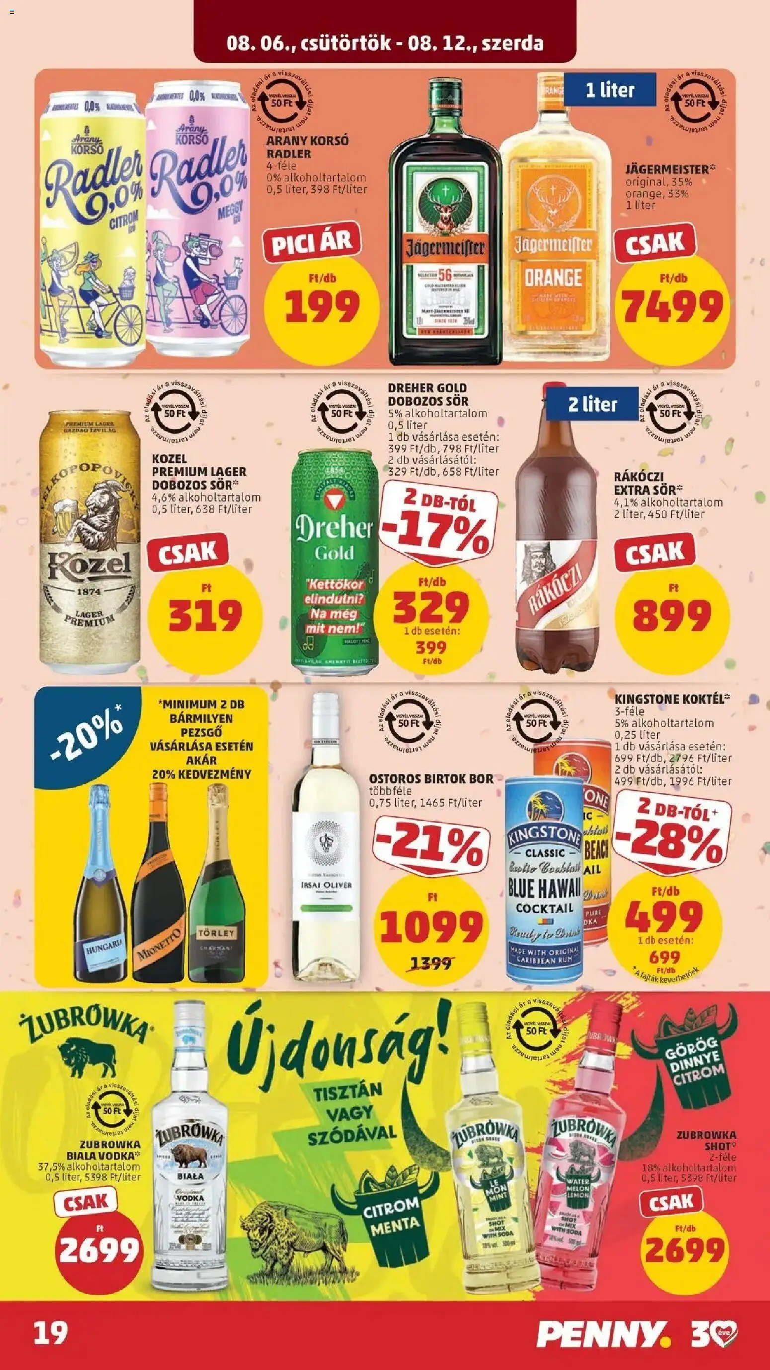 PENNY akciós ujság - amely érvényes a következő dátumtól: 2026.08.06. | Oldal: 19 | Termékek: Jägermeister, Rum, Sör, Citrom