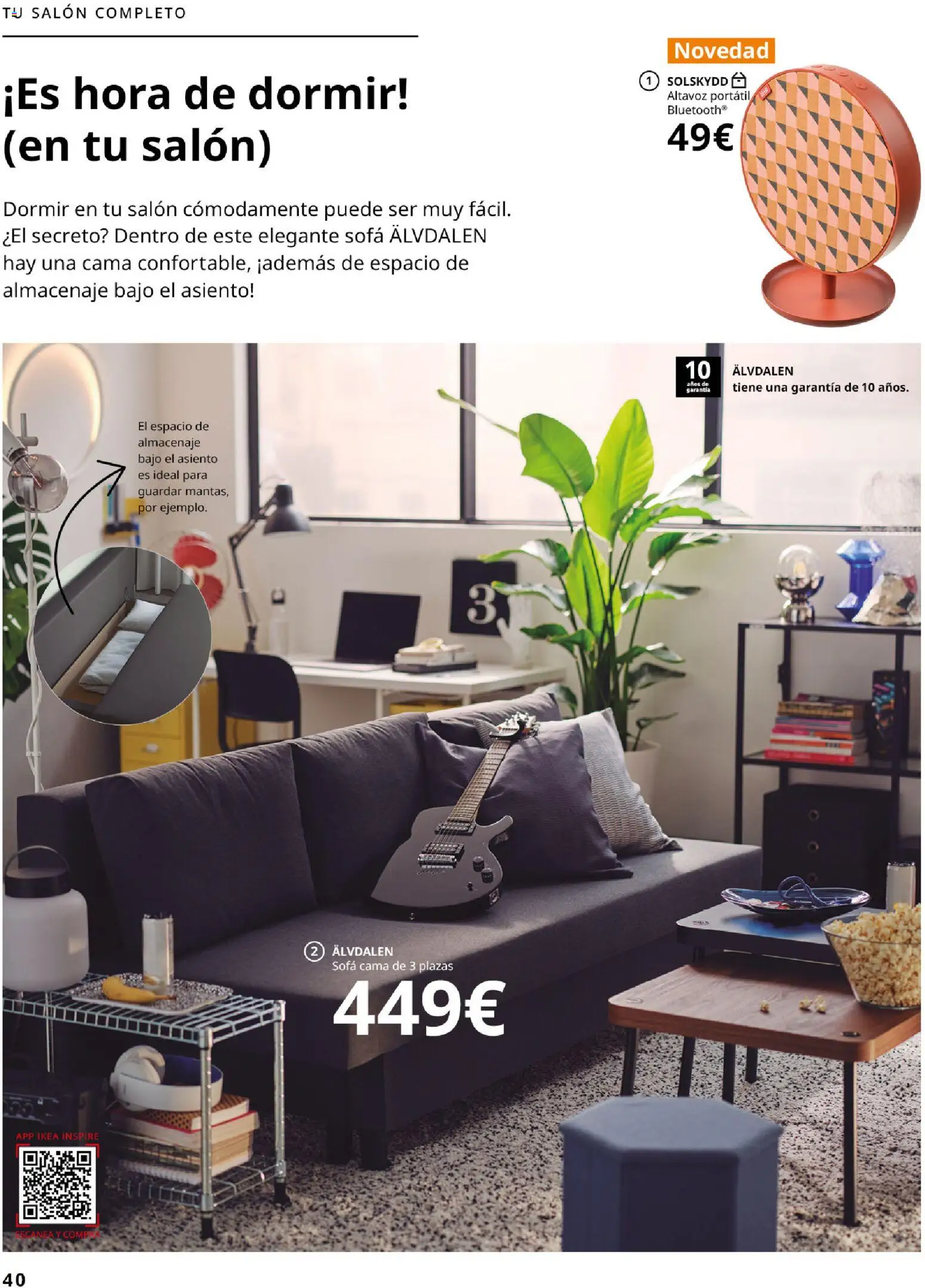 IKEA - Salones │ válido desde el 04/02/2026 | Página: 40 | Productos: Altavoz, Sofá cama, Cama, Sofá
