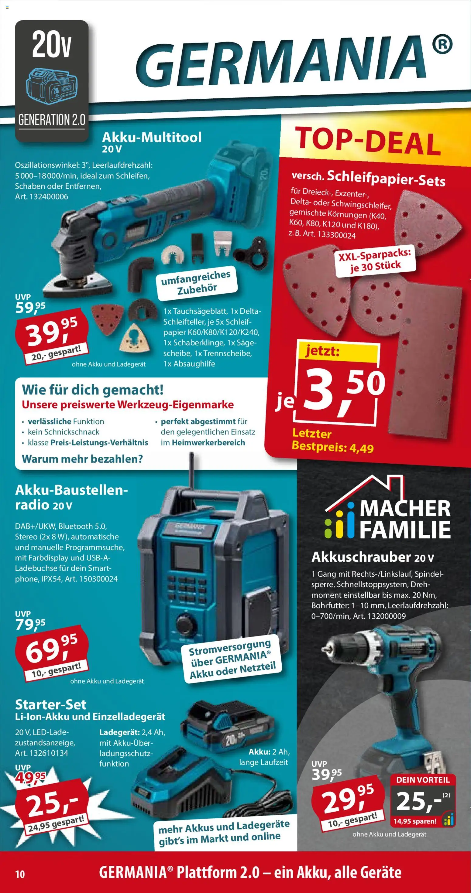 Sonderpreis Baumarkt Prospekt – gültig ab 06.06.2026 | Seite: 10 | Produkte: Akkuschrauber, Netzteil, Ladegerät, Radio