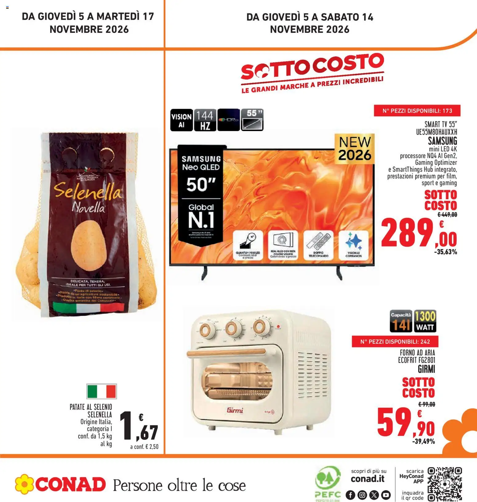 Volantino Conad del 05/11/2026 | Pagina: 36 | Prodotti: smart TV, TV, Forno, Samsung